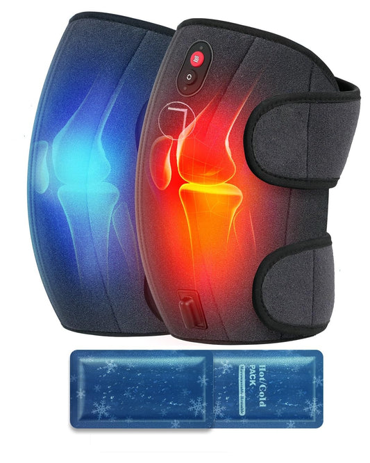 CooCoCo Knee Massager with Heat/Cold, Gifts for Men, Women, Heating Pad for Knee Pain Relief, Knee Warmer, Heated Knee Pad for Dad Mom Husband Wife Seniors