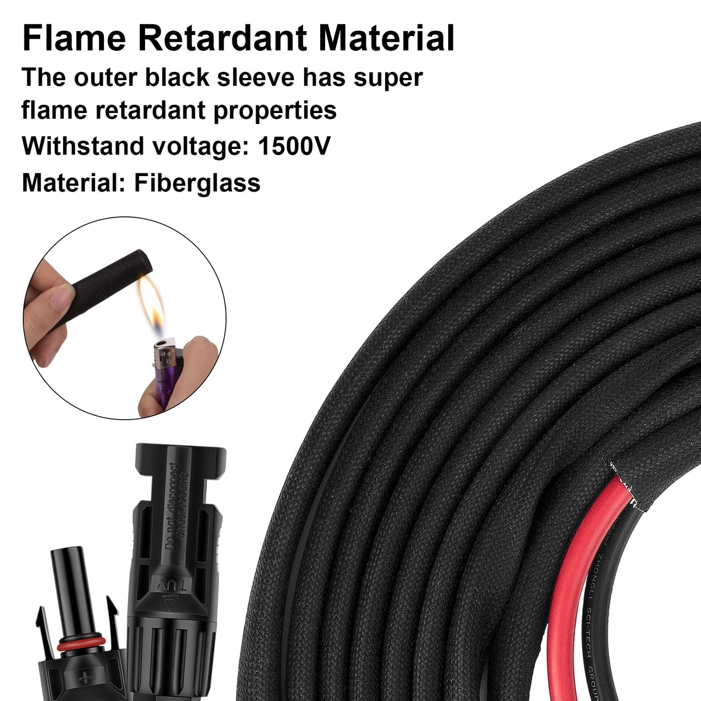 Geosiry 30FT 10AWG Solar Panel Extension Cable, Solar Extension Cable with Female and Male Connector, Solar Cable for Solar Panels, Charge Controller (10AWG 30FT)