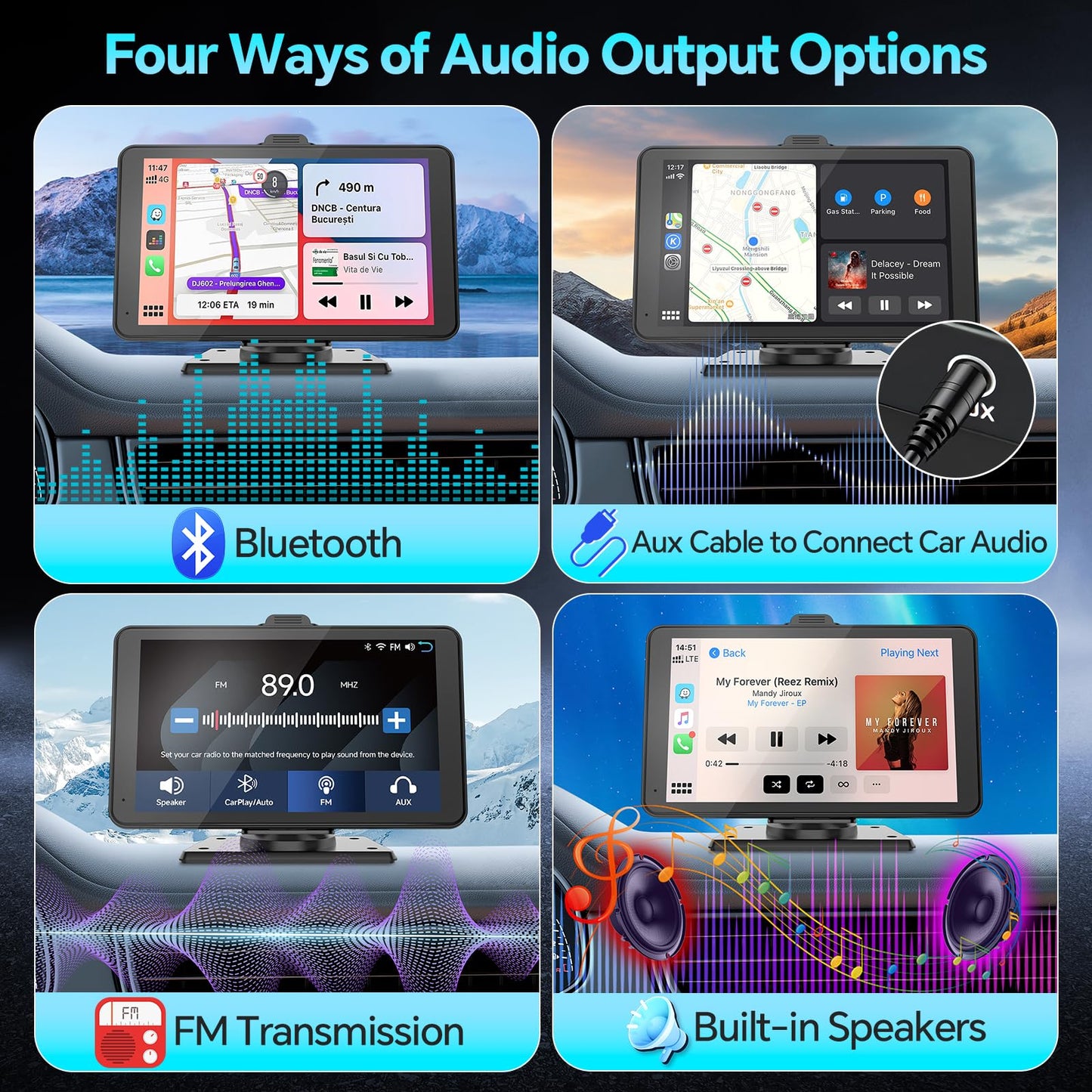 Car Play, Wireless Car Stereo for Apple Carplay, 7"HD Portable Touchscreen Android Auto Carplay Screen for Cars,Audio Receiver/Car Radio with Bluetooth,FM,AUX,Voice Control,Live Navigation,Mirror Link