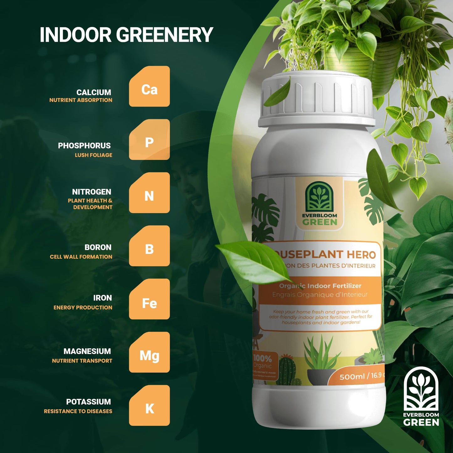Houseplant Hero - Indoor Organic Liquid Fertilizer - Natural Indoor Plant Food (1L / 33.8oz)