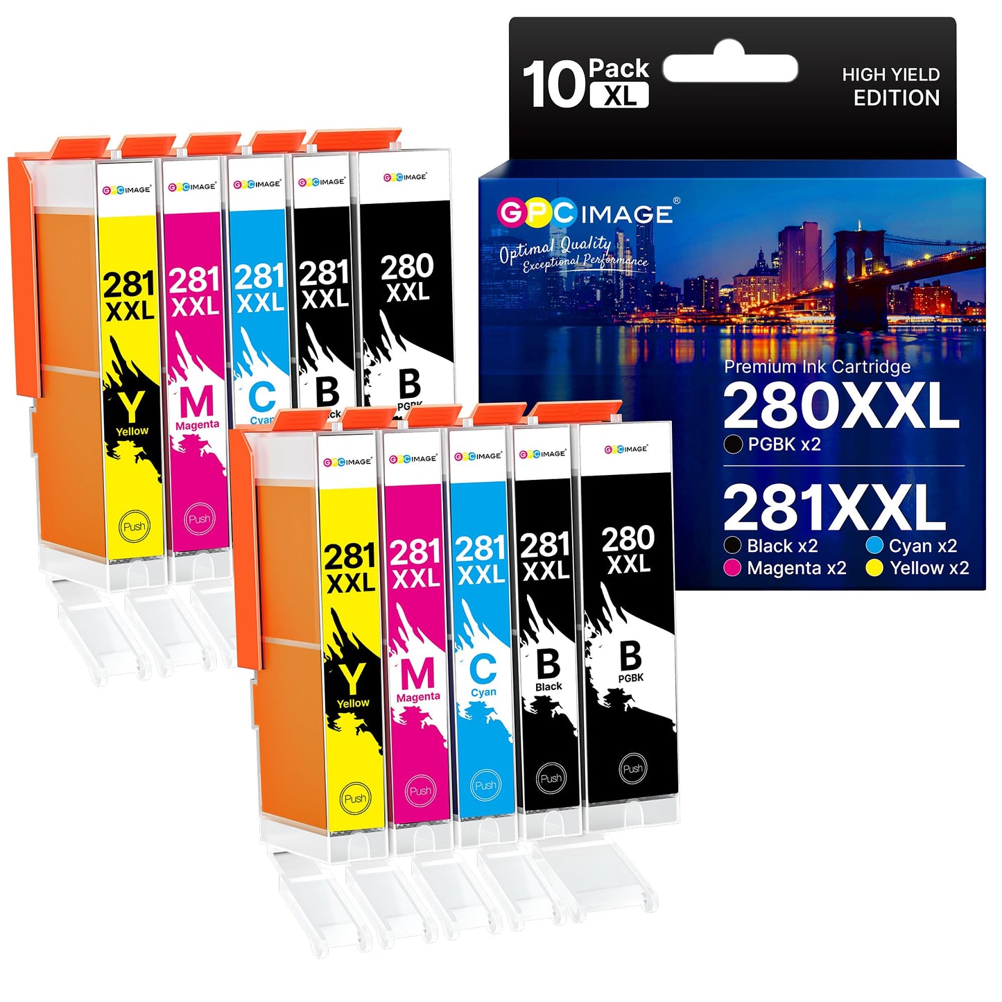10 Pack 280XXL Ink Cartridge for Canon Printer Ink 280 281 PGI-280XXL CLI-281XXL Compatible Ink Cartridge High Yield Replacement for TR7520 TR8520 TR8500 TR8600 TR8620 TS6120 TS6220 TS9120 Printer