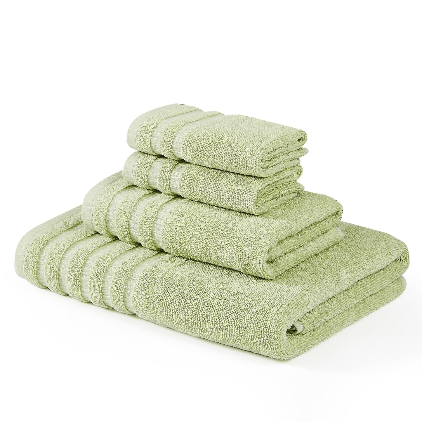 Amrapur Overseas 6-Piece Yarn Dyed Organic Vines Jacquard/Solid Ultra Soft 500GSM 100% Combed Cotton Towel Set [Sage Green]