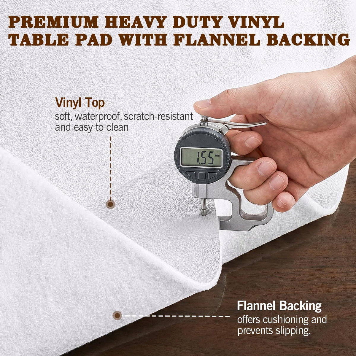 Heavy Duty Table Protector Pad with Flannel Backing for Dining Room, Waterproof Vinyl Tablecloth Easy to Clean & Trim, Scratch & Heat Resistant Table Cover, Reusable Pad 108" x 54" Rectangular