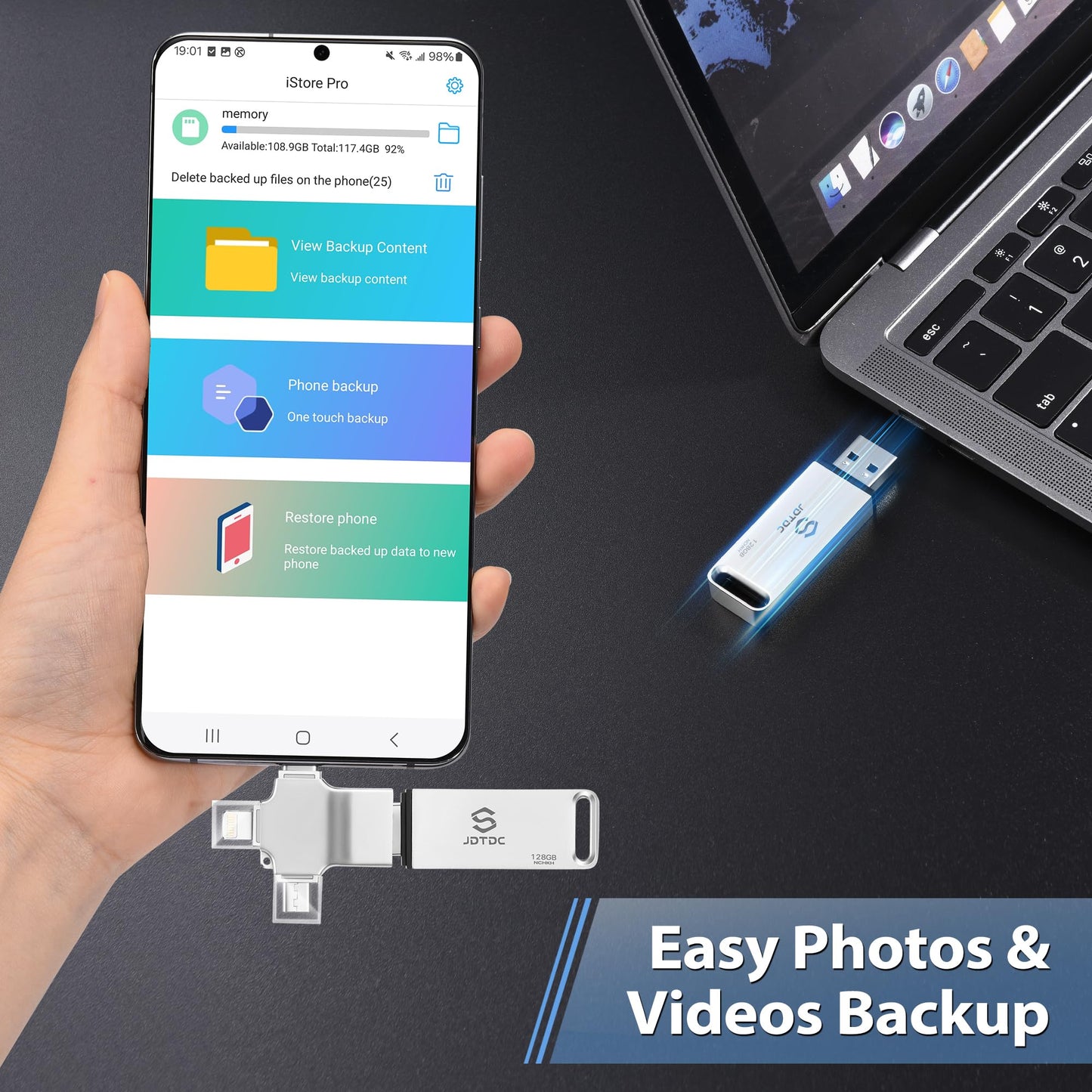 512GB Auto Photo-Backup-Stick for All Device Secure Picture-Saver-Flash-Drive Universal Photo & Video Backup Device Phone-Storage-Saver-Thumb-Drive Backup-Drive-for-iPhone-Memory-External-Storage