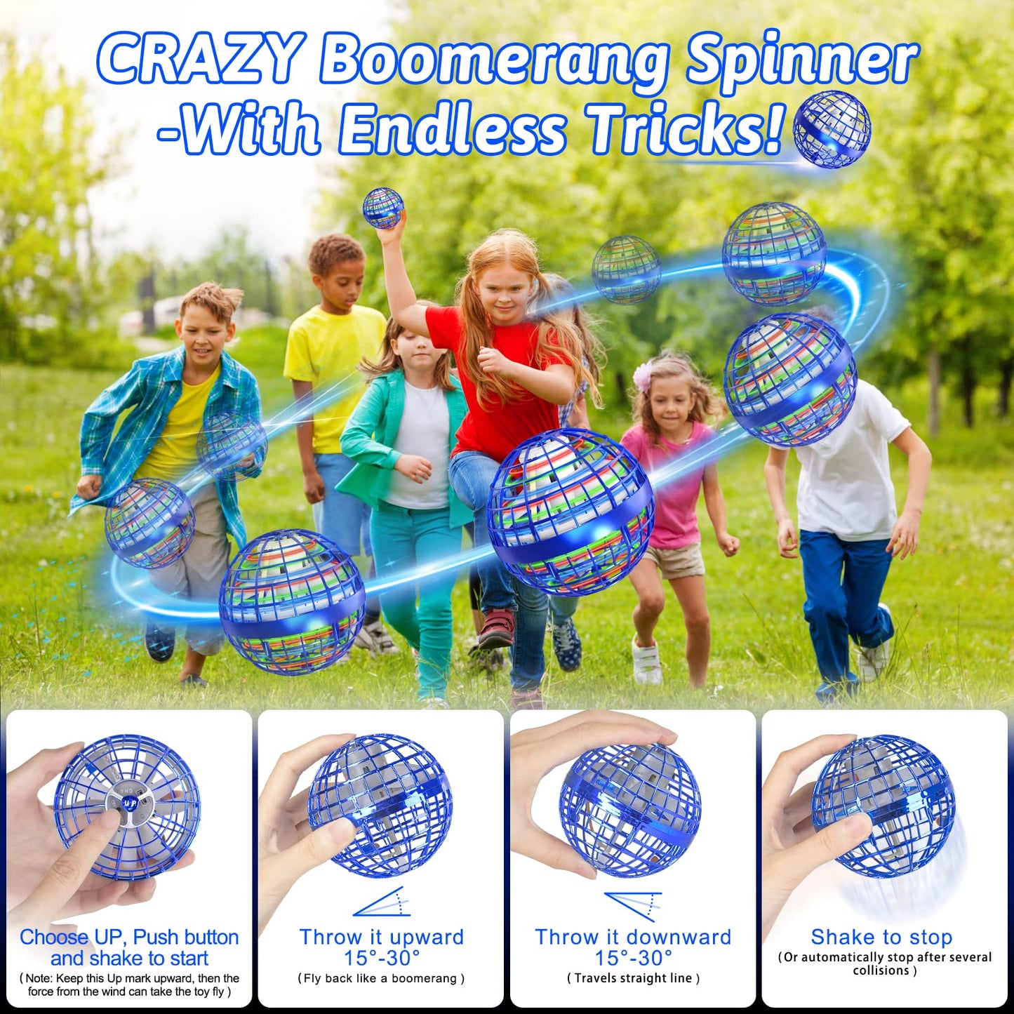 2024 Flying Orb Ball Toy 2 Pack, Cosmic Globe Boomerang Soaring Hover Ball Galactic Fidget Spinner, Hand Controlled Mini Drone Orbit, Cool Stuff Toys Gift for 6 7 8 9 10+ Year Old Boys Girls Teens