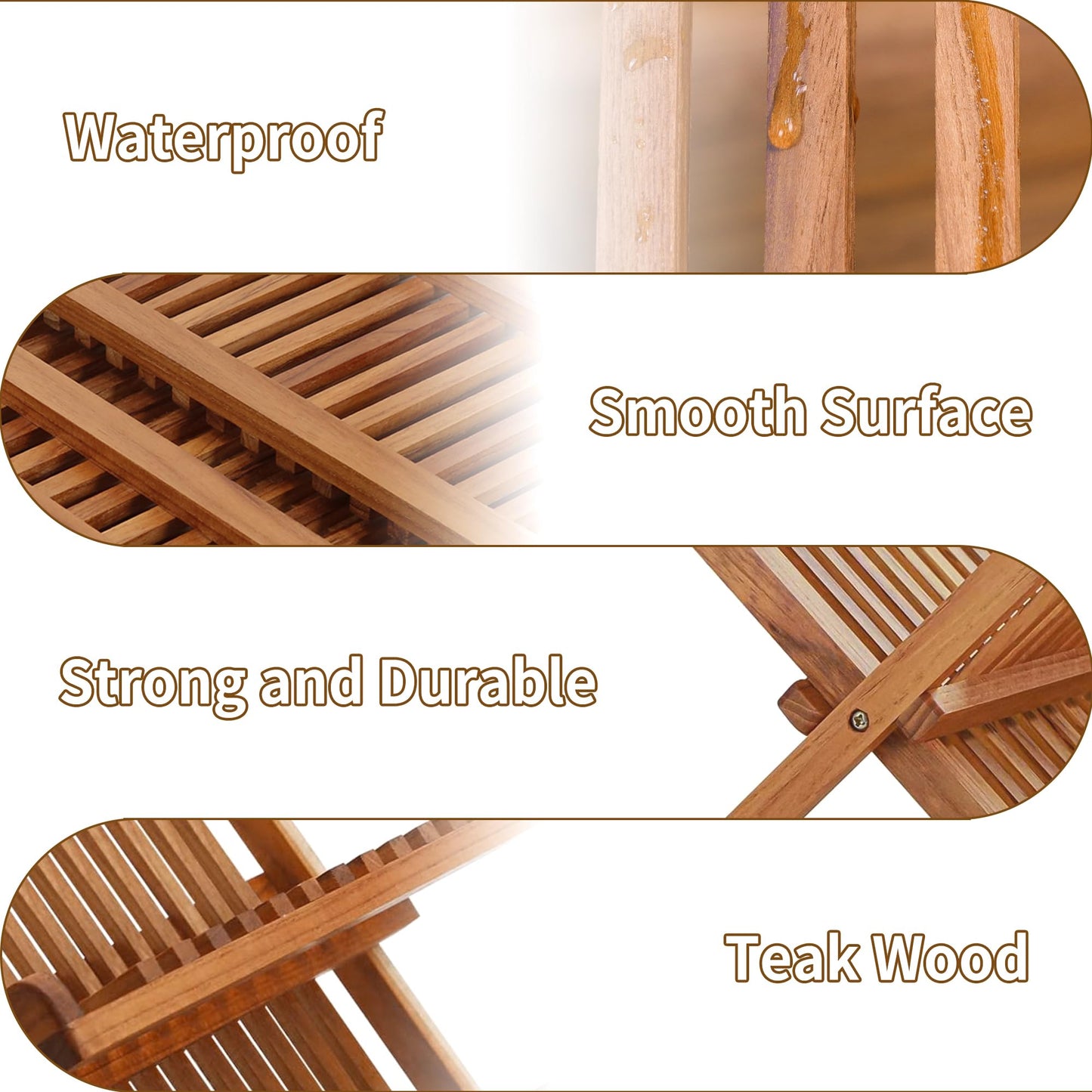 Utoplike Teak Wood Dish Drying Rack, Collapsible 2-Tier Drainer Rack, Plate Rack Holder for Kitchen Countertop, Foldable for Compact Saving