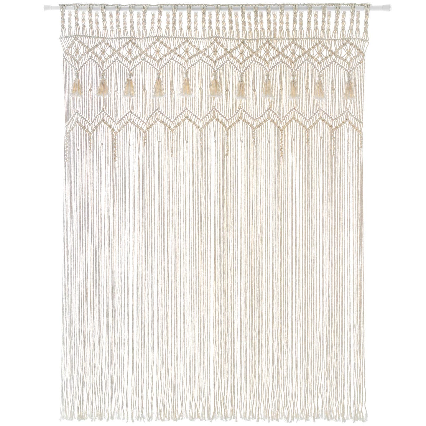 Mkono Macrame Curtain Large Boho Woven Wall Hanging Window Curtains Handmade Bohemian Decor for Window Doorway Closet Wedding Backdrop Arch Bedroom Living Room Apartment, 51''W x 70''L