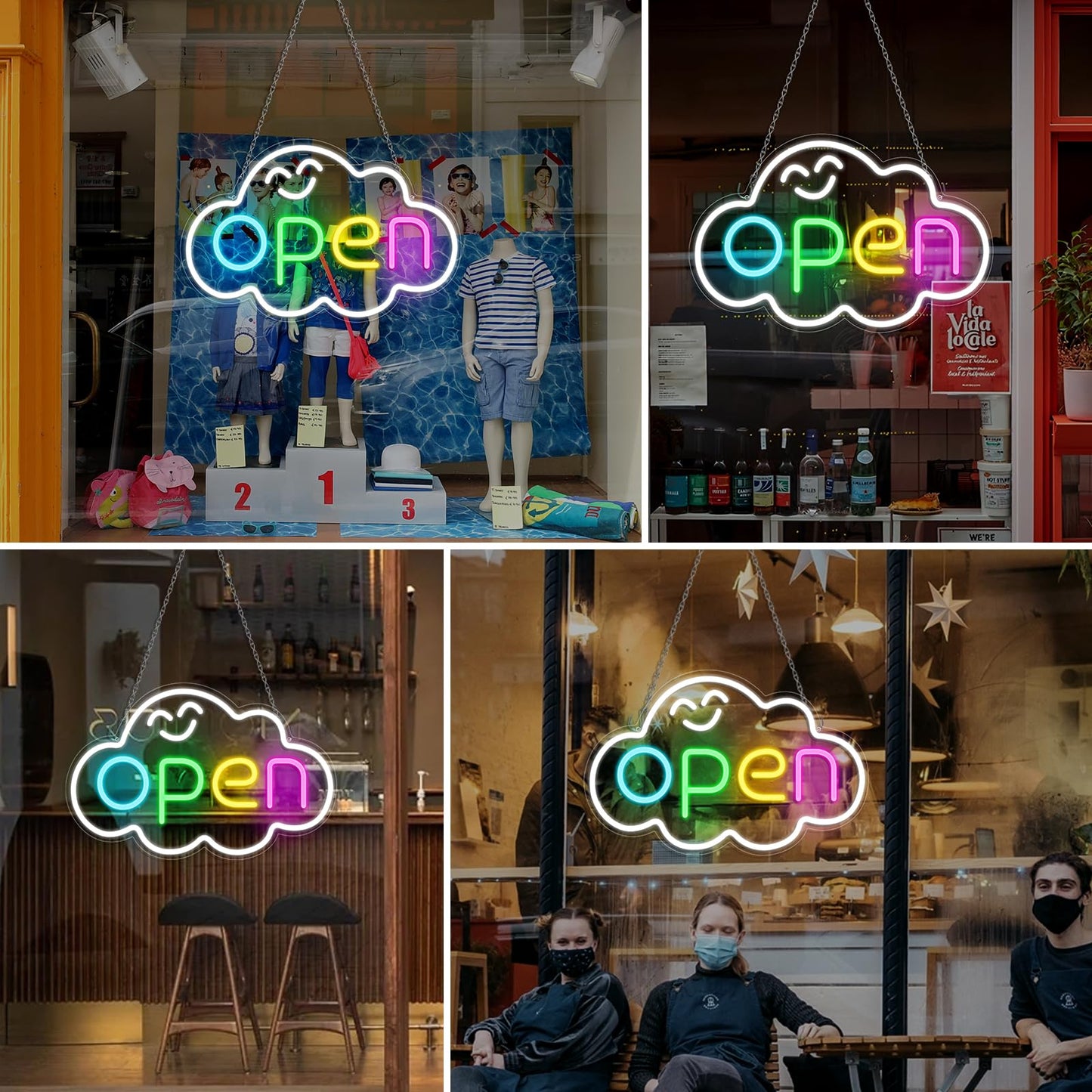 Super Bright Open Sign, 16.5"x 10.2" LED Open Signs for Business Window, Electric Light up Sign with 12V Adapter & ON/OFF Switch, Open Sign LED for Stores Restaurants Offices Bar Coffee Shops