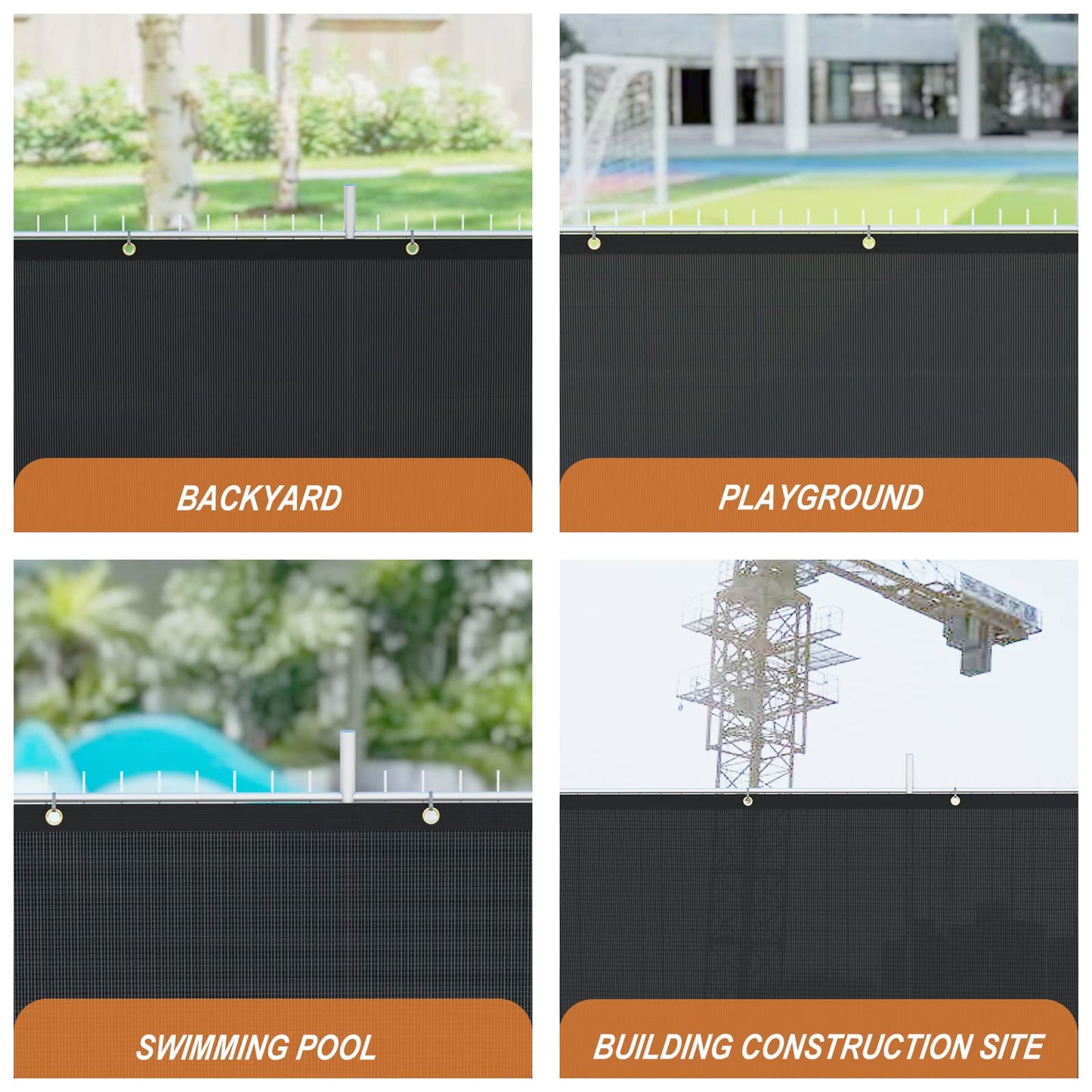 Fence Privacy Screen Outdoor, 4' x 50' Black Heavy Duty Decorative Fence Cover Chain Link Mesh Fencing Shade for Patio Backyard Wall Garden Pool Deck, UV Protection Weather Resistant