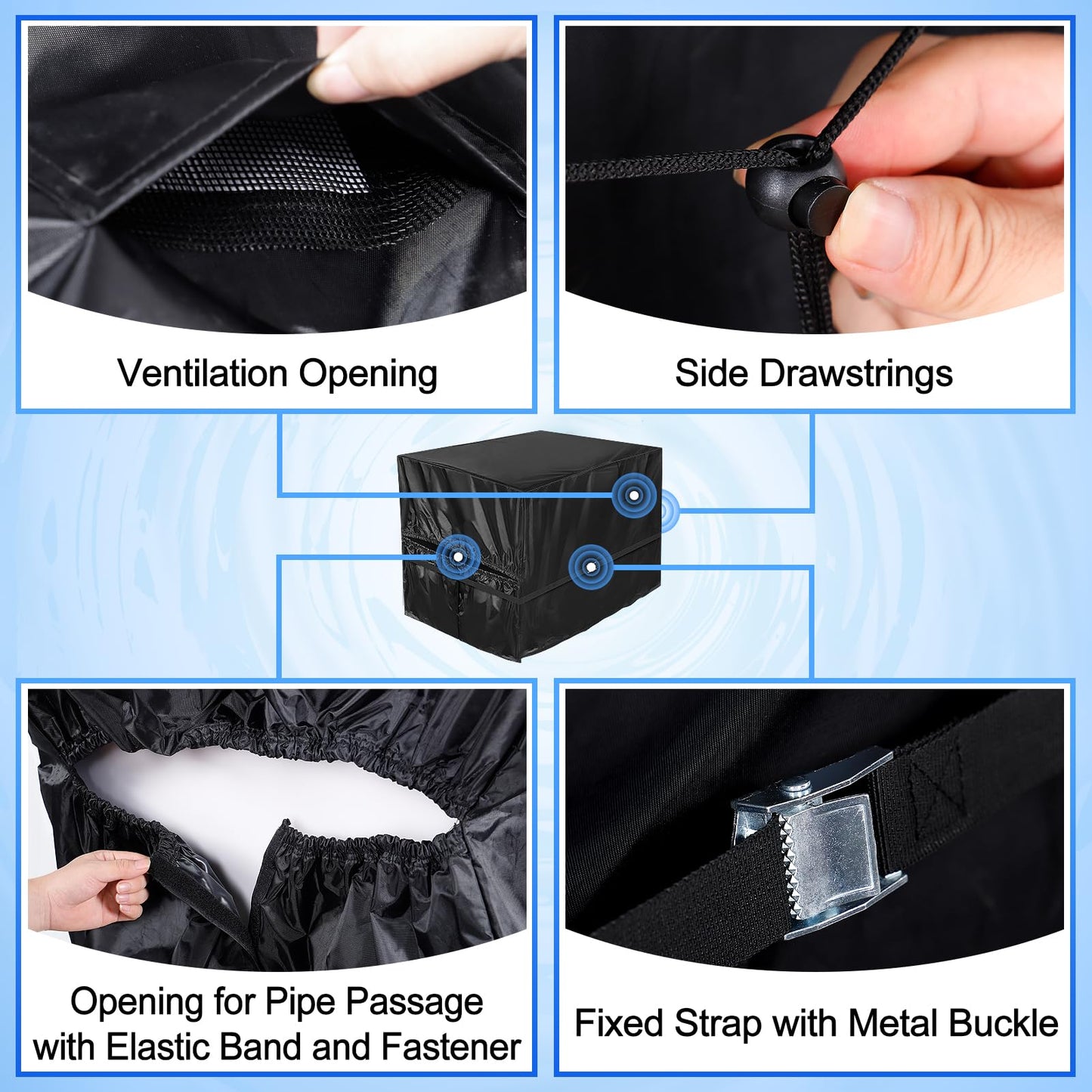 PAMASE Pool Heater Cover - 41.3" L*35.4" W*31.5" H Pool Pump Cover for Winter, PVC Coated 420D Heavy Duty Antifreeze Equipment Shade fits Hayward, Insulation Rainproof Snowproof
