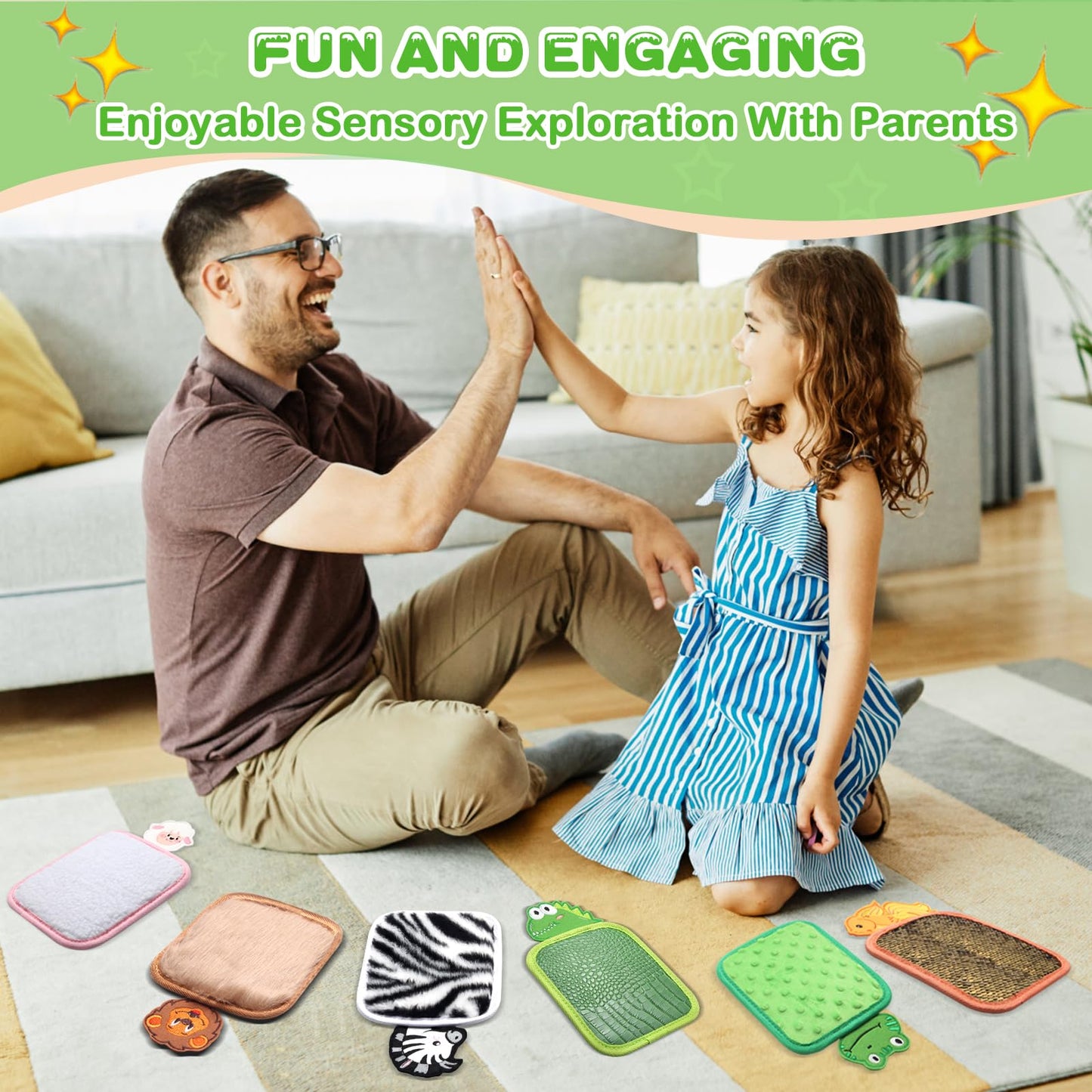 8 Set Different Textures Sensory Mats for Sensory Walls Sensory Floor Tiles Sensory Room Items Early Sensory Tactile Training, Autistic Children Special Education Classroom Must Haves