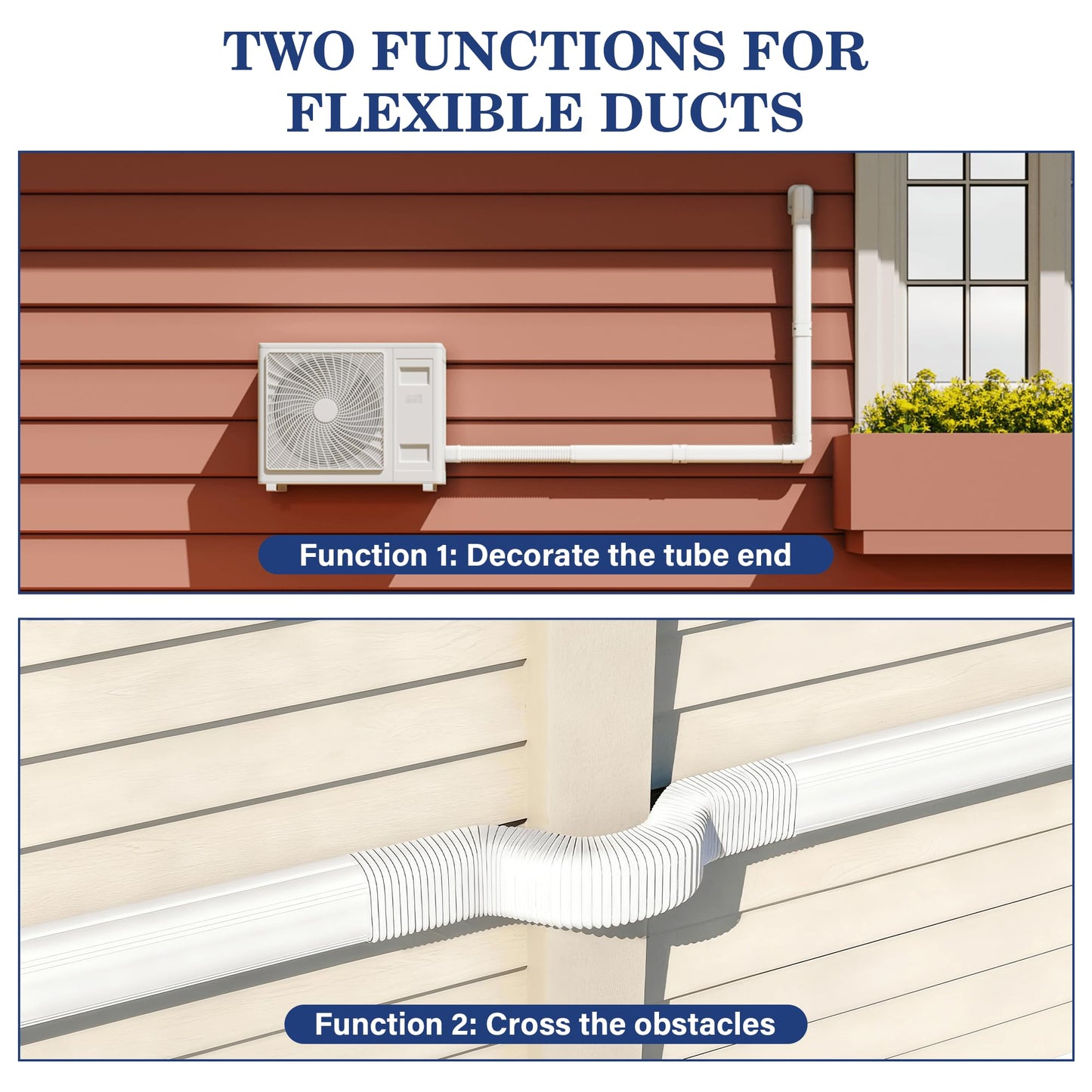 LyPrem 10 FT(304cm) Mini Split Line Set Cover, 3" (7.6cm) PVC Line Cover Kit for Mini Split, Central AC & Heat Pump (White)
