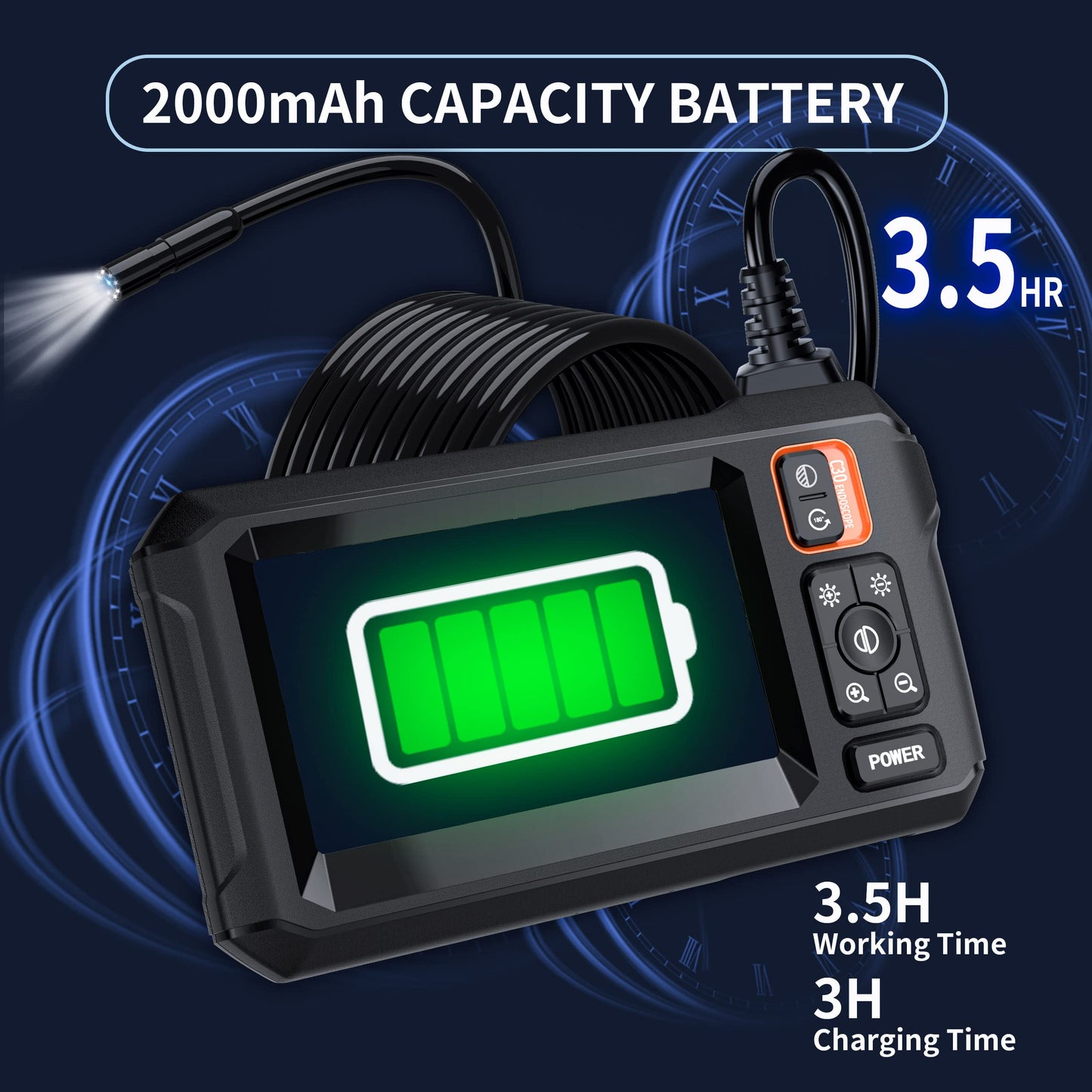 Endoscope Camera with Light, Borescope Camera with 4.3" IPS Screen, 1080P HD with 8 LED Lights, 16.4FT Semi-Rigid Cord Bore Scope, IP67 Waterproof Endoscope Cool Gadgets for Men