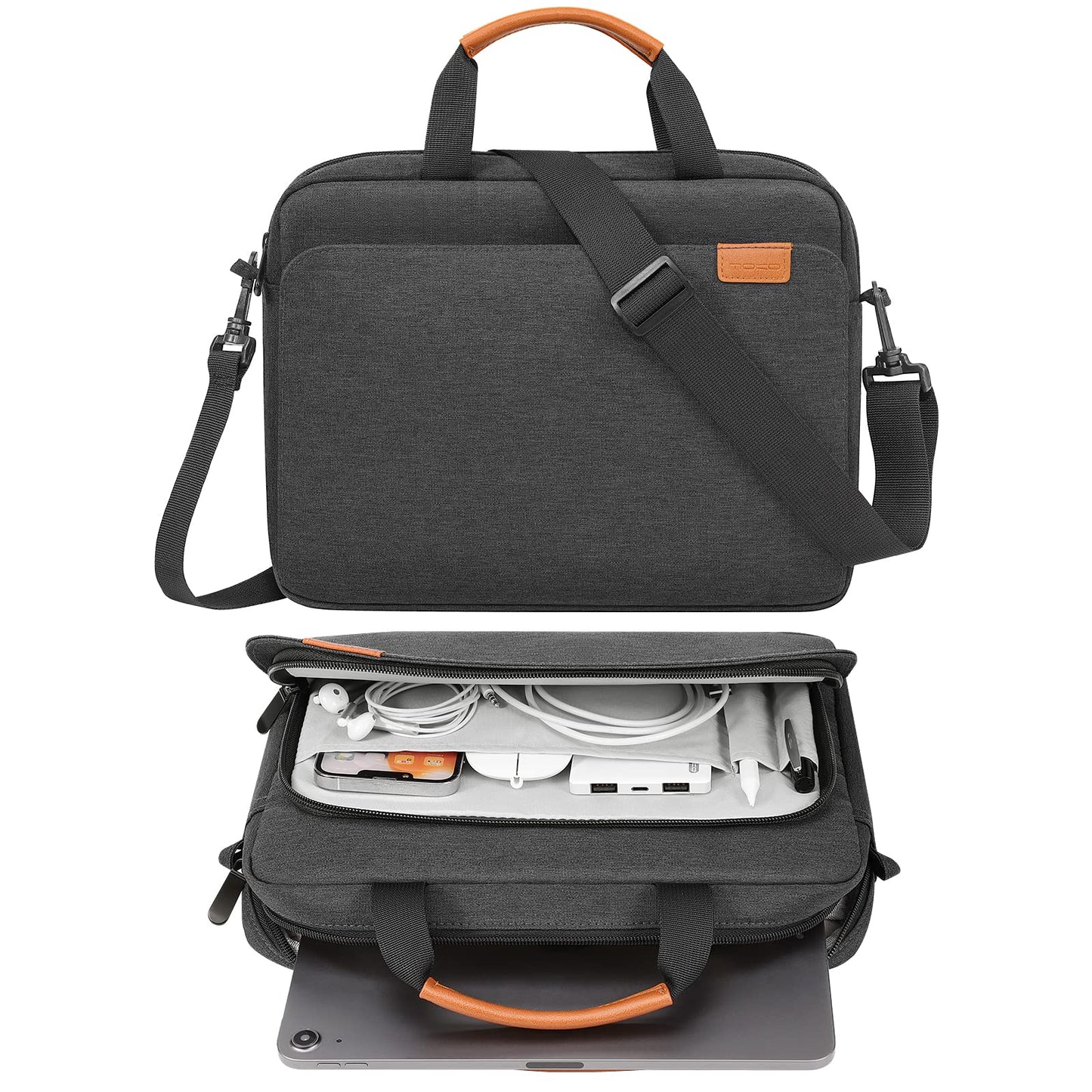 MoKo 13-14 Inch Laptop Sleeve Bag, Protective Handle Shoulder Bag Fits New 13-inch Mac Air/Pro M4, 14-inch MacBook Pro M3/M2/M1, 13-inch MacBook Air M3/M2/M1, Black & Gray