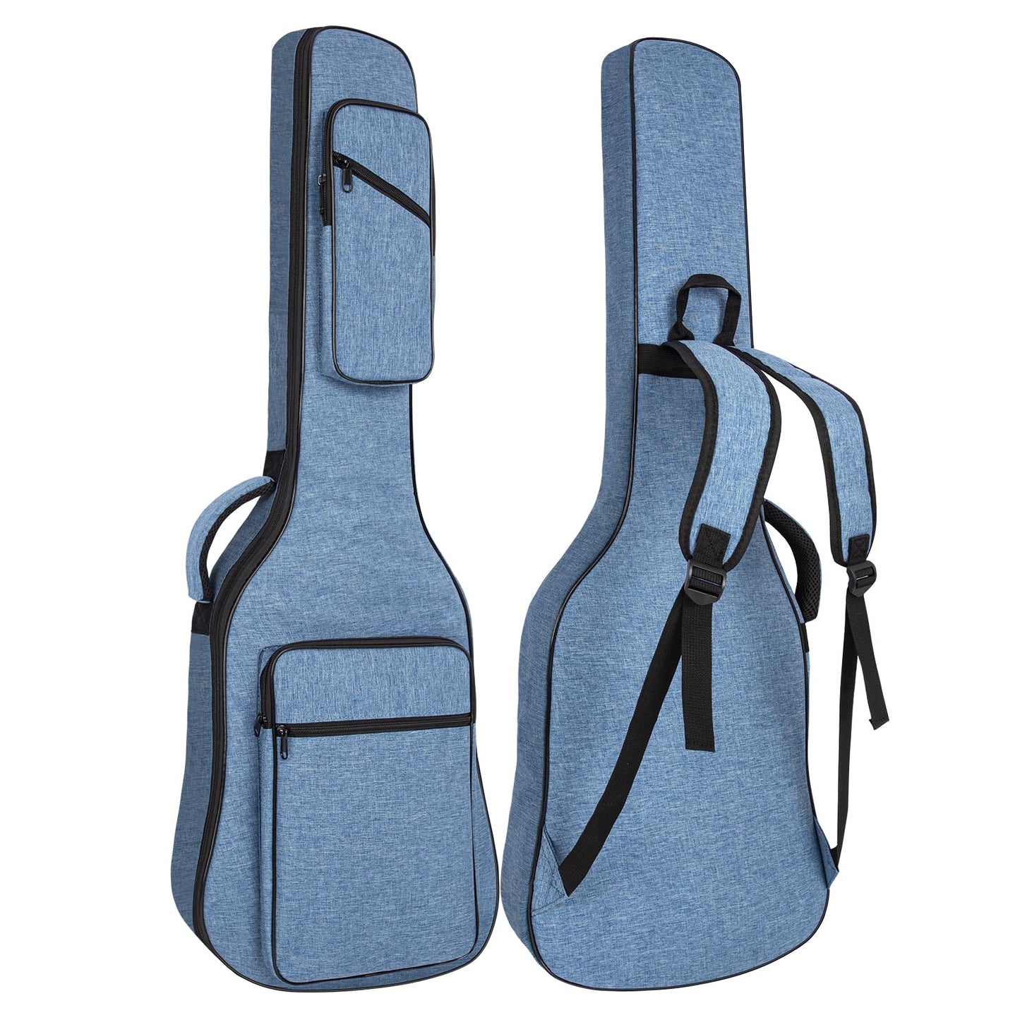 0.4in Thick Padding Backpack Soft Electric Guitar Gig Bag Padded Guitar Case Adjustable Shoulder Strap Gig Bag with Back Hanger Loop Electric Guitar Case (Multiple Pockets Blue)
