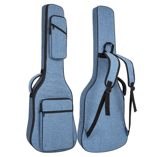 0.4in Thick Padding Backpack Soft Electric Guitar Gig Bag Padded Guitar Case Adjustable Shoulder Strap Gig Bag with Back Hanger Loop Electric Guitar Case (Multiple Pockets Blue)