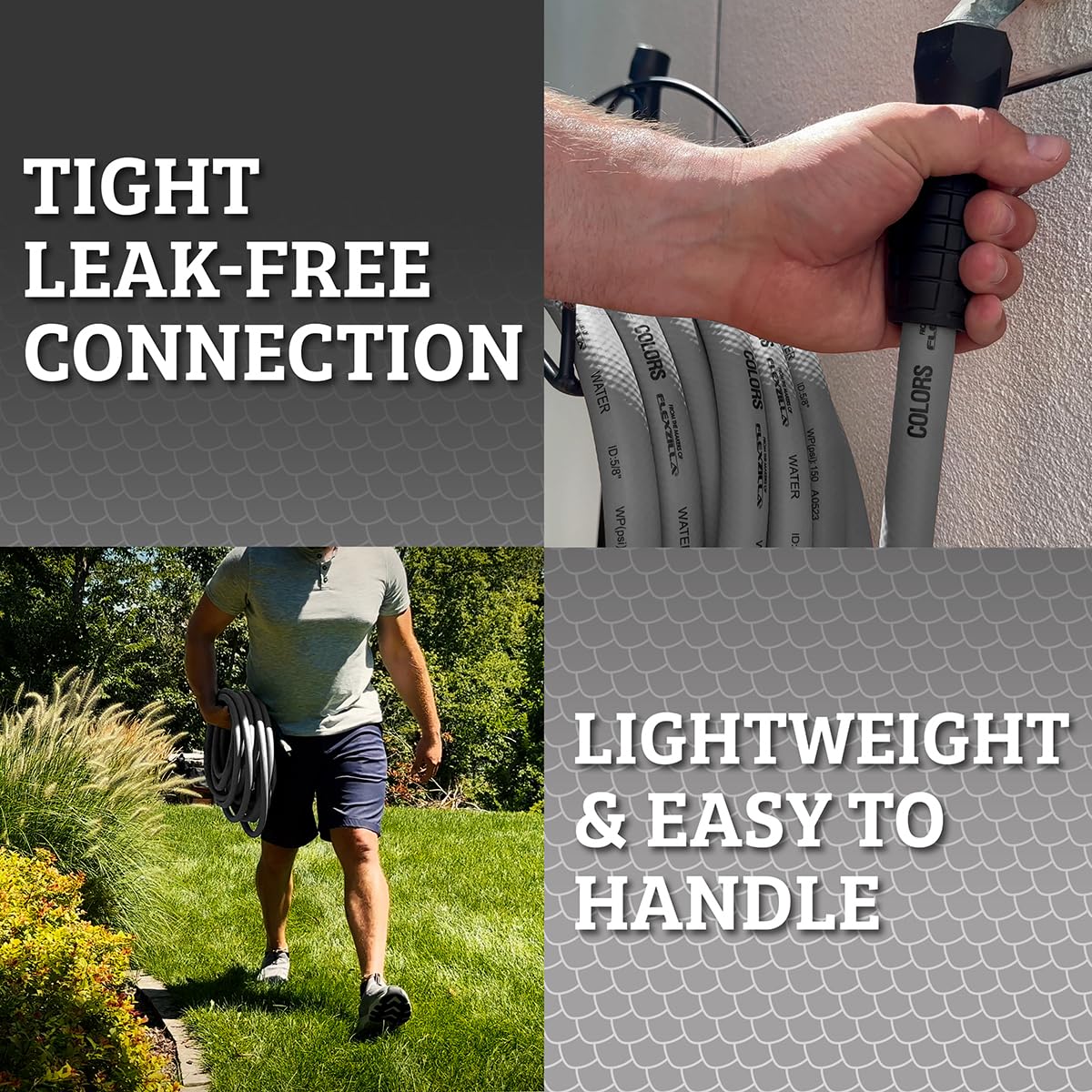 Flexzilla Colors™ SwivelGrip® Garden Hose, 5/8" x 25', 3/4" - 11 1/2 GHT Fittings, Slate Grey