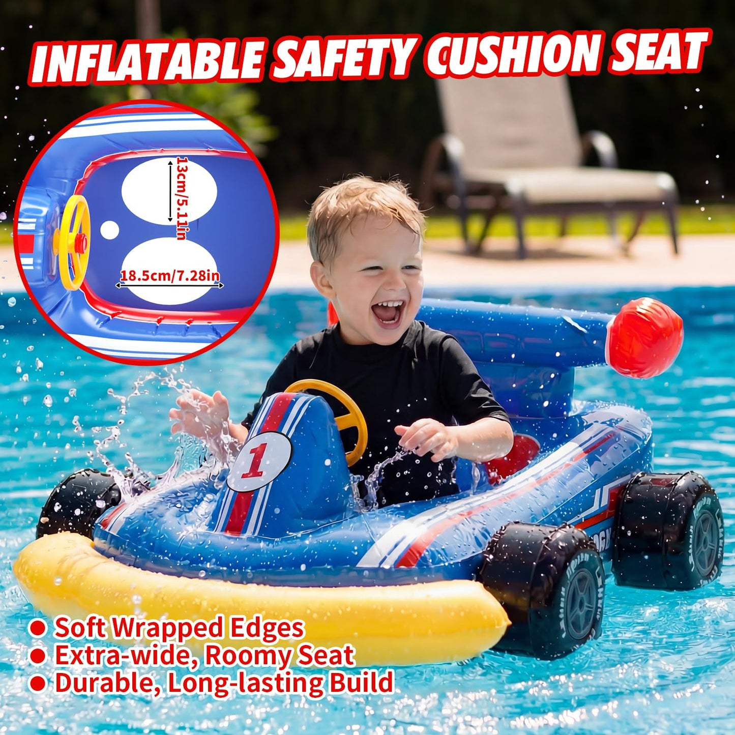 Lehoo Castle Inflatable Pool Floats Toys for Kids with Water Gun - Ride-on Swimming Pool Floaties for Kids Ages 3-8, Toddler Pool Float Outdoor Summer Beach Water Toys for Boys and Girls