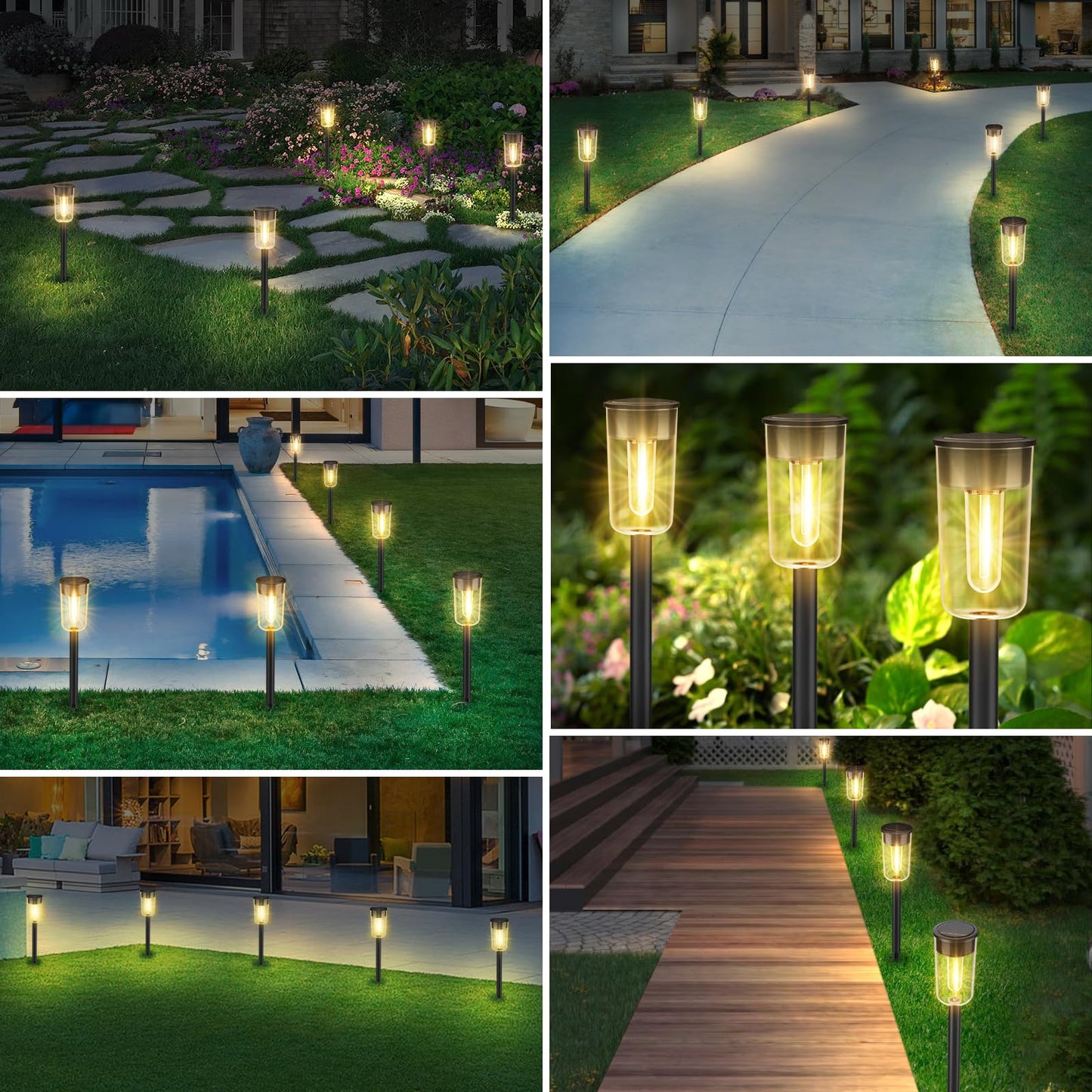 Solar Pathway Lights Outdoor 8 Pack, Bright Solar Path Lights Outdoor, IP65 Waterproof Garden Lights Solar Powered Landscape Lighting for Outside Yard Lawn Patio Walkway Driveway