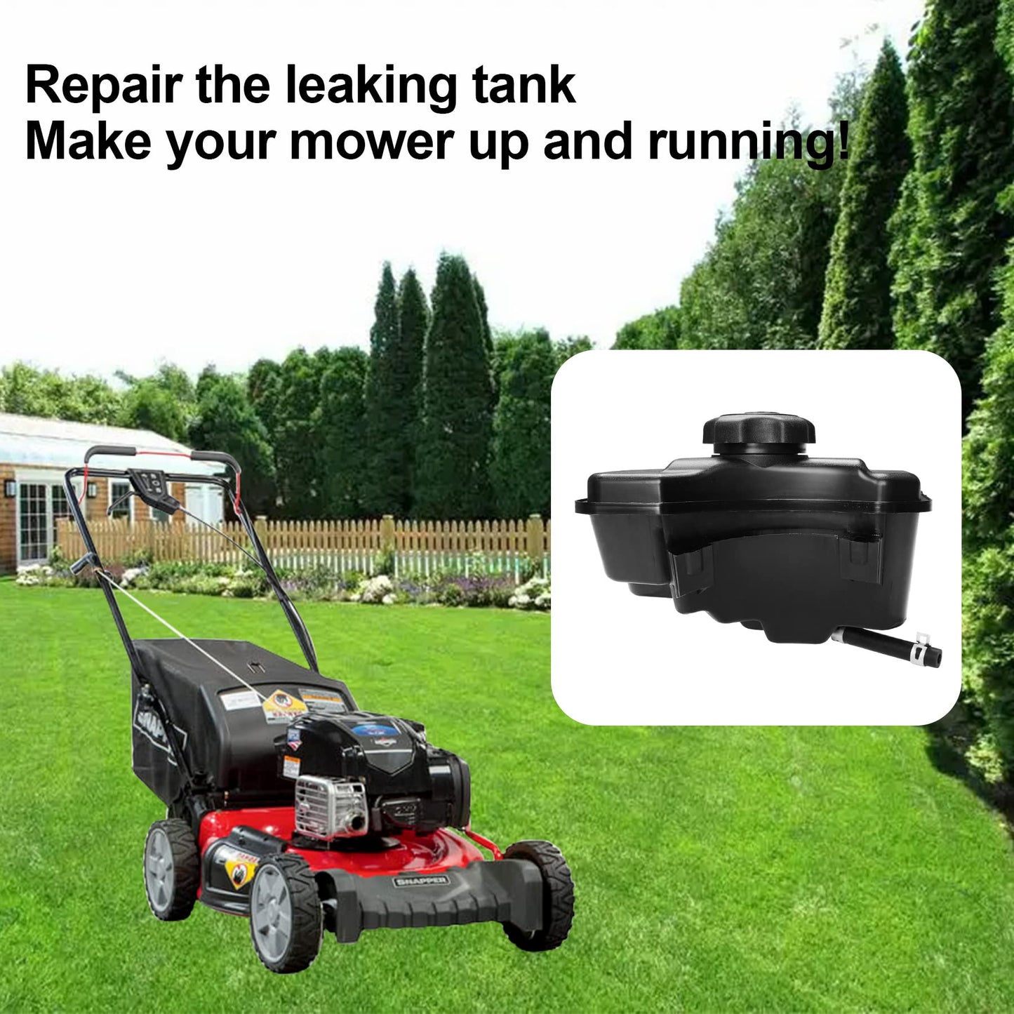 84004115 Fuel Gas Tank with Lawnmower Gas Cap Engine Fuel Tank | Compatible with Briggs & Stratton | Replace#: 594112