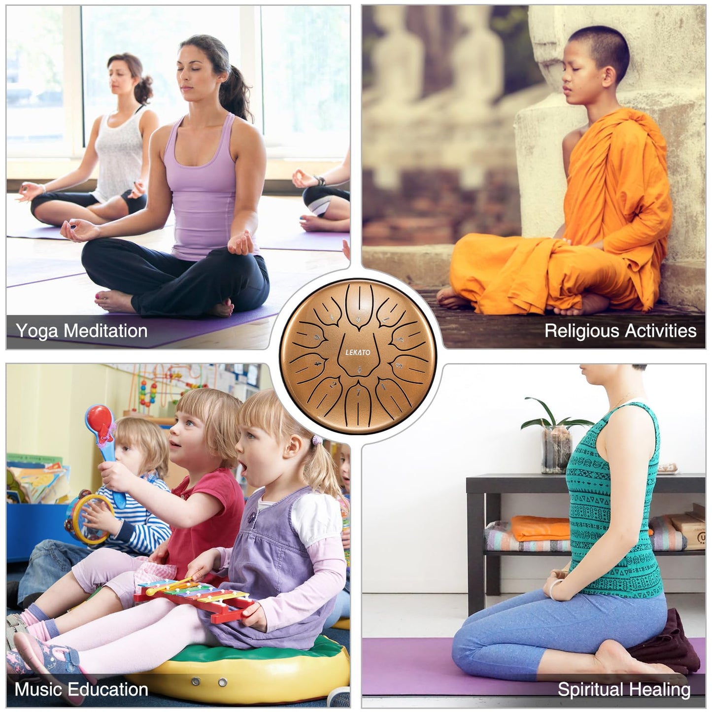 Steel Tongue Drum 6 Inch 11 Notes, LEKATO Steel Alloy Drum D Major Beginner Drum Percussion for Children Musical Education Zen Meditation Yoga, Christmas Gift for Adult& Kids