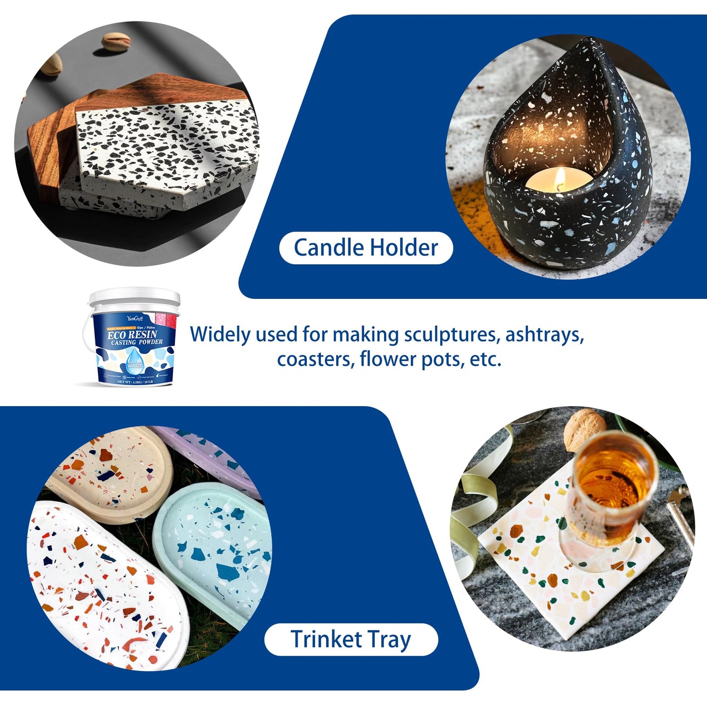 Resin Casting Powder 4500g/10lb, Eco Casting Resin Kit for Beginners, Fast Cured & 20~30 Minutes Demold, Water Activated Plaster Casting Powder Kit for DIY Art Crafts, Self Level & Easy Mixing