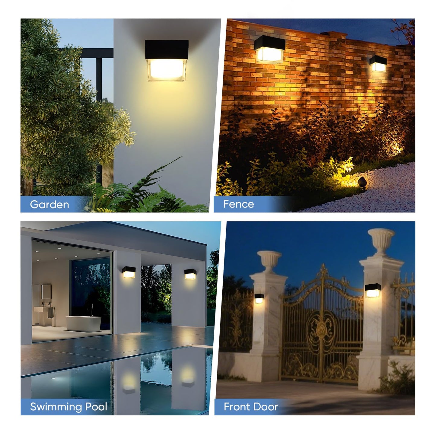 Baiston Solar Wall Lights Outdoor: LED Solar Motion Security Lights, IP65 Waterproof, Solar Wall Lights with 180° Wide Lighting and Enhanced PIR Sensor for Yard, Garden, Driveway, Fence, 4 Packs