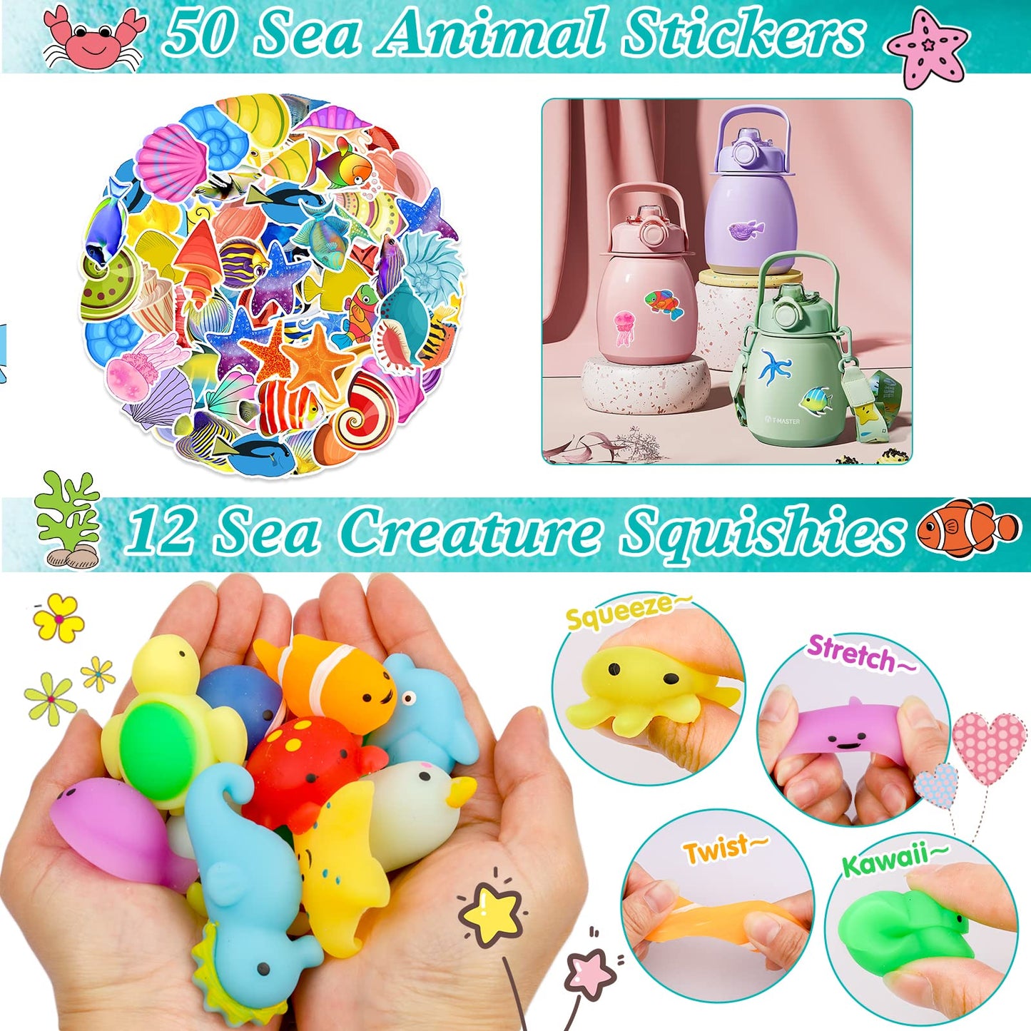 Party Favors for Kids, 134 Pcs Ocean Birthday Party Supplies Decorations - Under Sea Animal Toys for Kids, Goodie Bag Stuffers