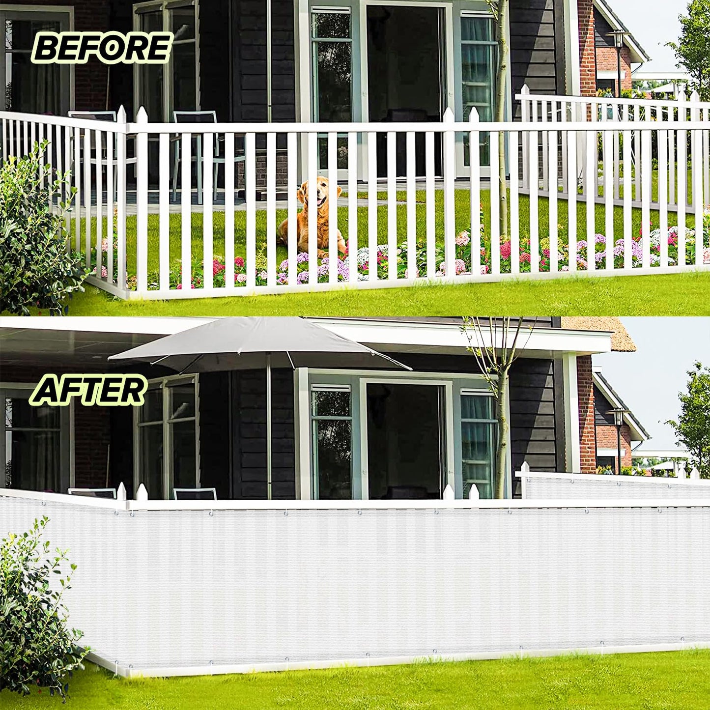 LOVE STORY 3' x 10' White Balcony Privacy Screen - Apartment Railing Fence Screen, UV Protection and Weather-Resistant, Blockage for Outdoor Backyard, Patio, Pool, Porch,Deck