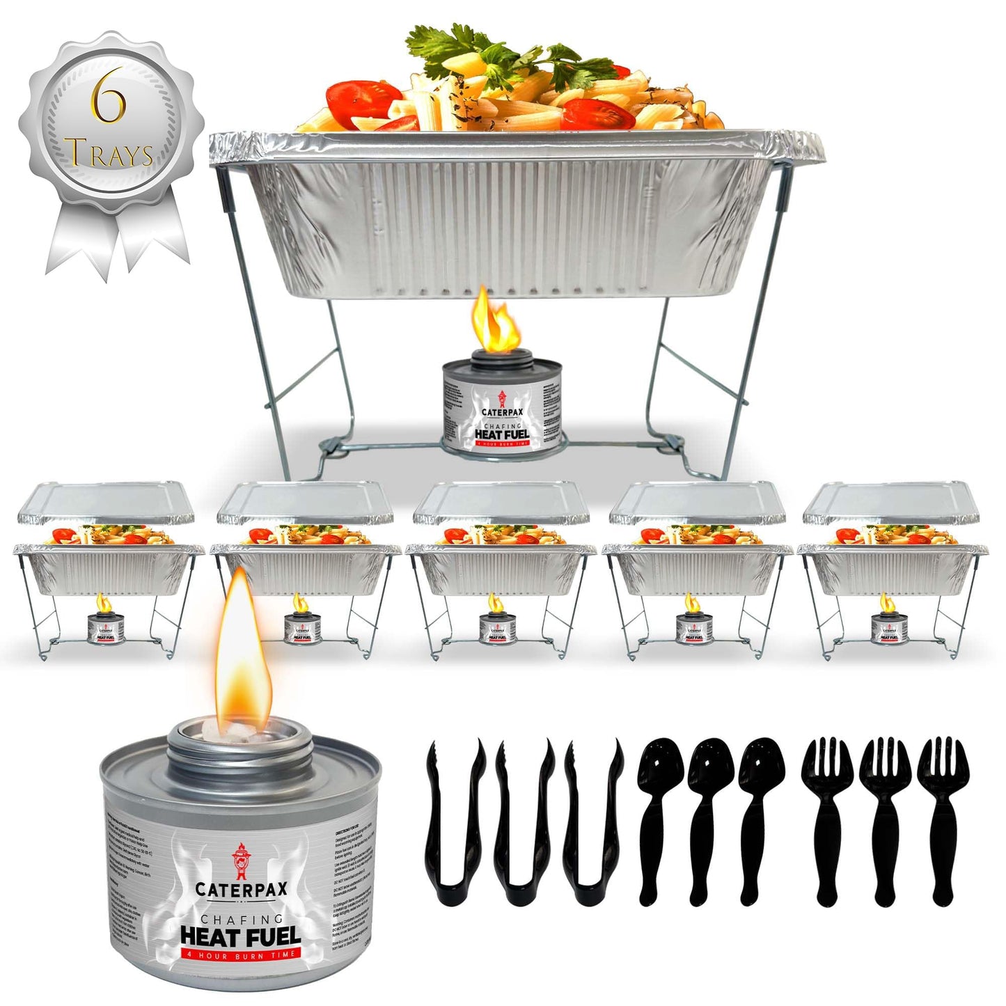 Disposable Chafing Dish Buffet Set (39 PCS) – Catering Food Warmers with 6X Half-Size Serving Pans, Covers, Foldable Racks, Utensils & Fuel Cans - Perfect for Buffets, Parties, Events & Food Serving