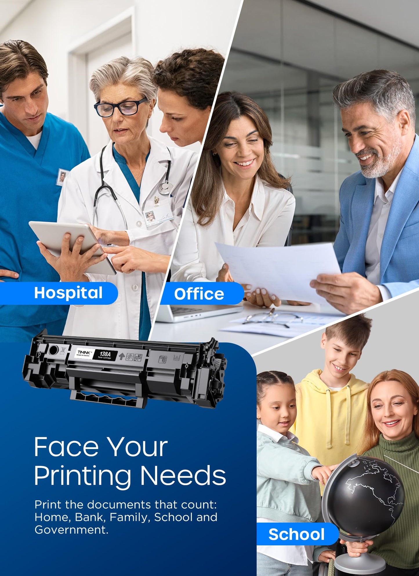 138A Toner Cartridge Black [with Chip] (2 Pack) Compatible with HP 138A 138X W1380A W1380X High Yield Toner Cartridges for HP LaserJet Pro MFP 3001dw 3101fdw Printer