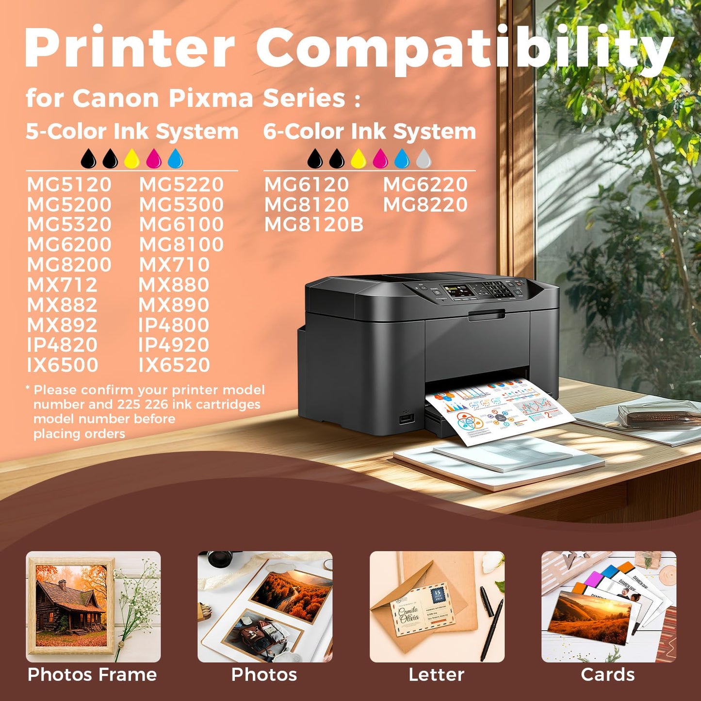 Miss Deer Compatible 226 Ink Cartridges Replacement for Canon PGI-225 CLI-226 PGI225 CLI226 for PIXMA Mg6220 MG6120 MG8120 MG8120B MG8220 MG5320 MX892 Printer 20 Combo Pack (3 Sets + 2 PGI-Black)