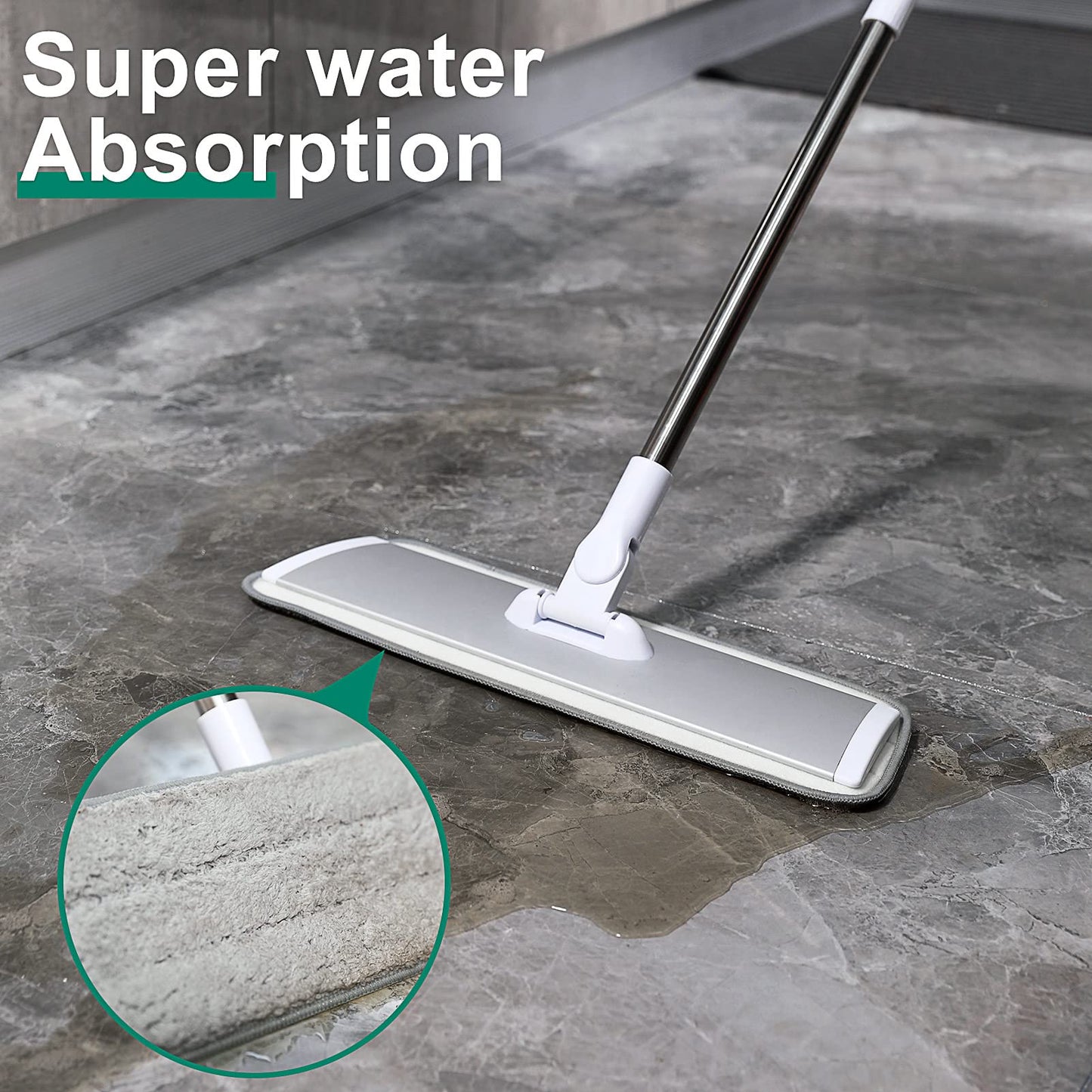 Conliwell 18" Microfiber Mop with Stainless Steel Handle, Dust Mops for Hardwood, Tile,Floor Cleaning, 2 Microfiber Mop Pads and 1 Mop Pad Cleaner