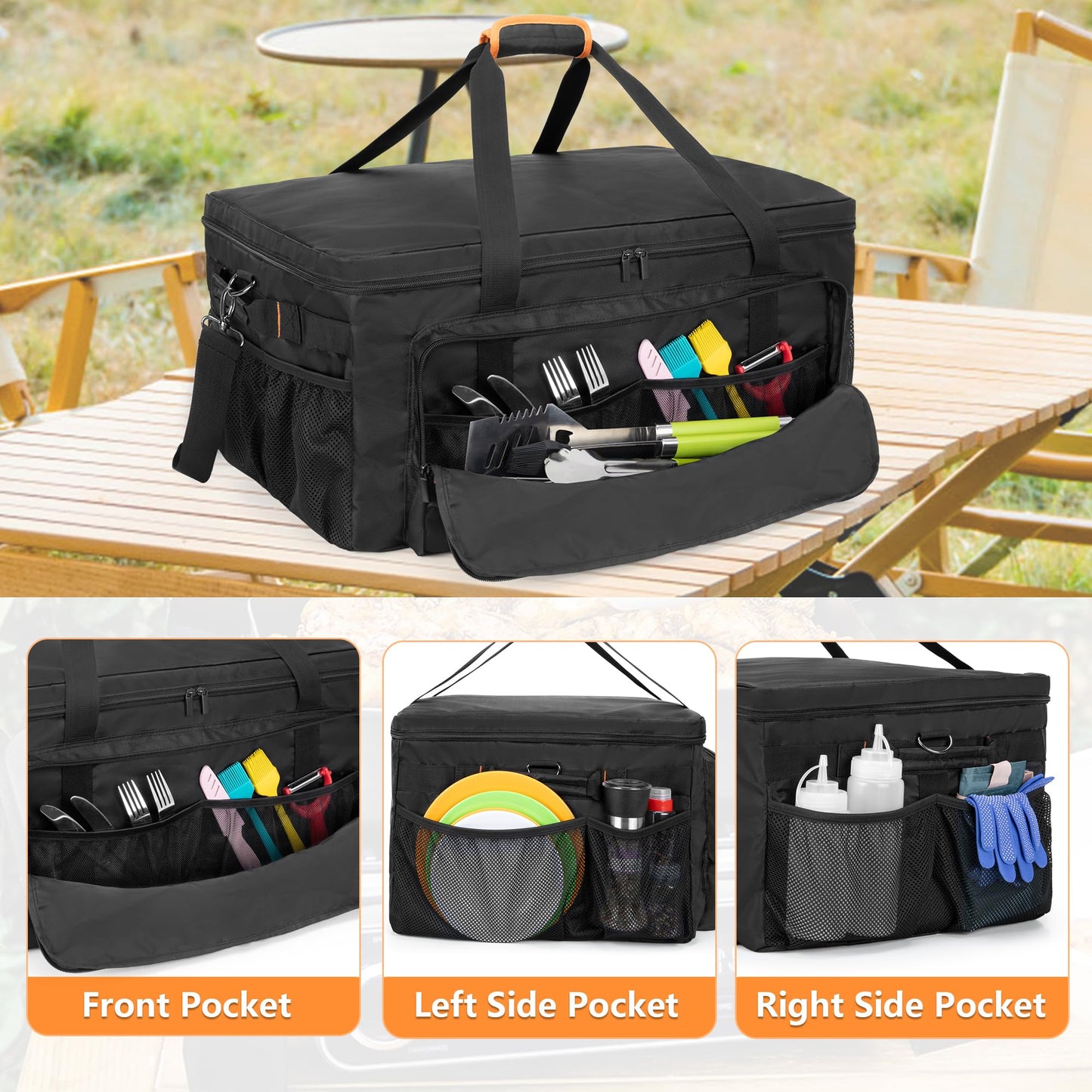 HODRANT Grill Carry Bag Compatible with Ninja Woodfire Grill OG701 OG751, Outdoor Grill Cover for OG700 Series Smoker Grill, Water-resistant BBQ Storage Case for Grilling Tools & Accessories, Bag Only
