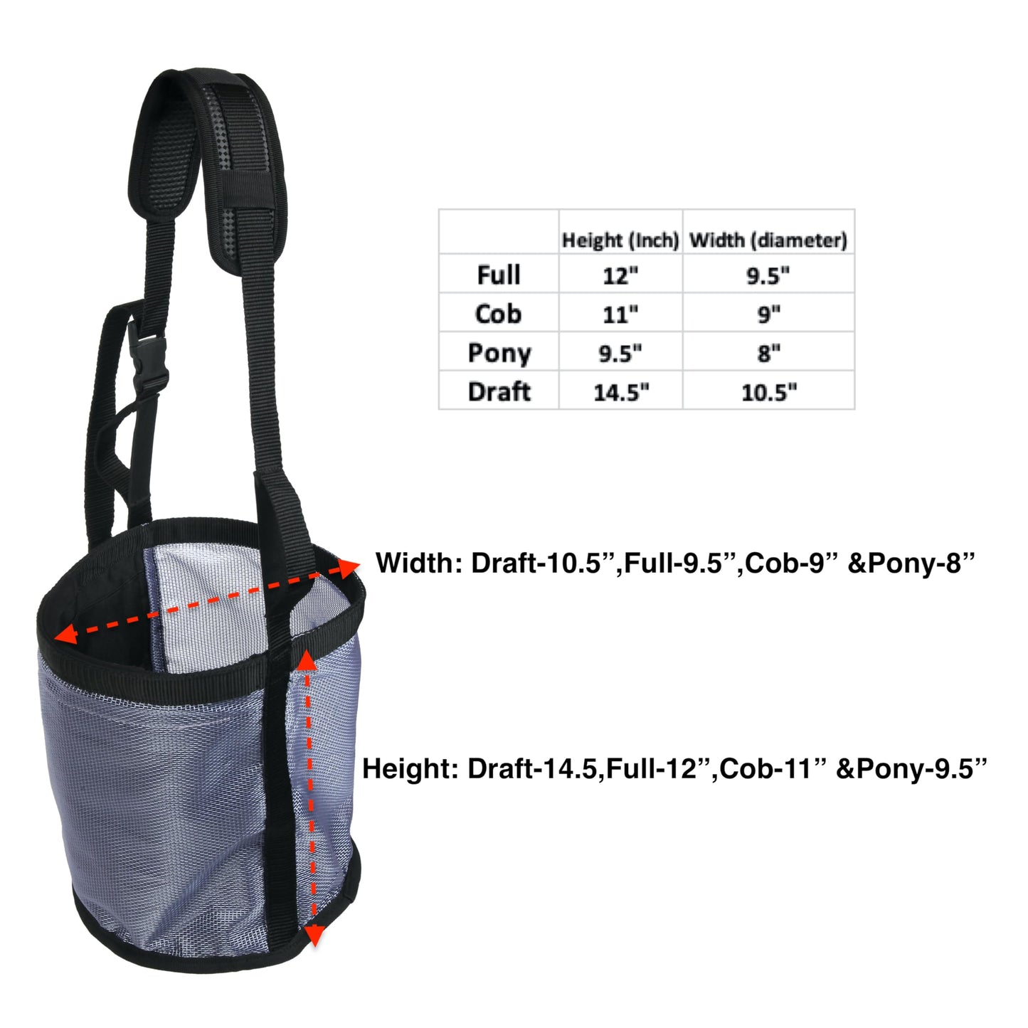 Majestic Ally Horse Feed Bag, Heavy Duty Nylon Mesh Grain Feed Bag, Adjustable Strap with Durable Snap and Elastic Straps, Comfort Neck Pad and Nose Pad (Full, Beige)
