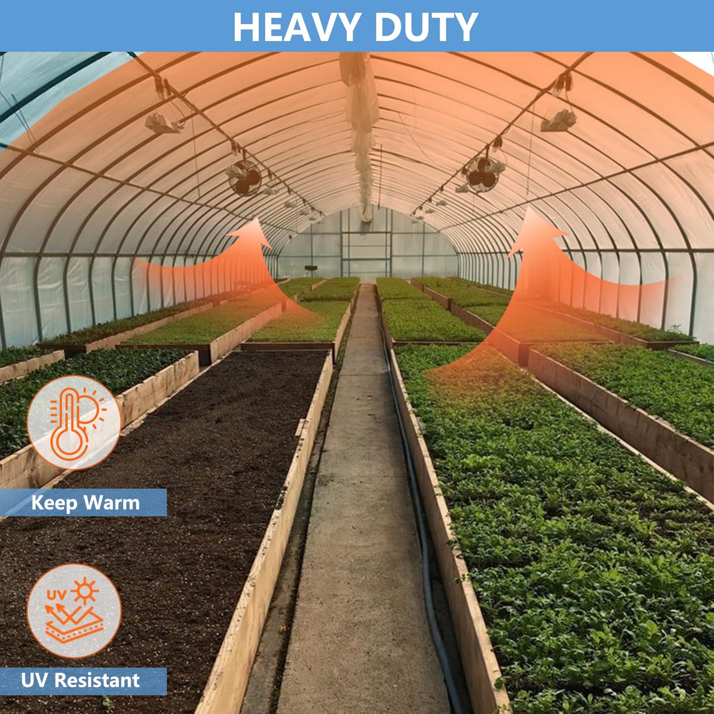 Clear Greenhouse Film Plastic Sheeting, 10 x 33 FT 6 Mil High Strength Polyolefin Greenhouse Plastic Covers, Clear and Dustproof Plastic Sheeting for Outdoors Like Farm, Agriculture