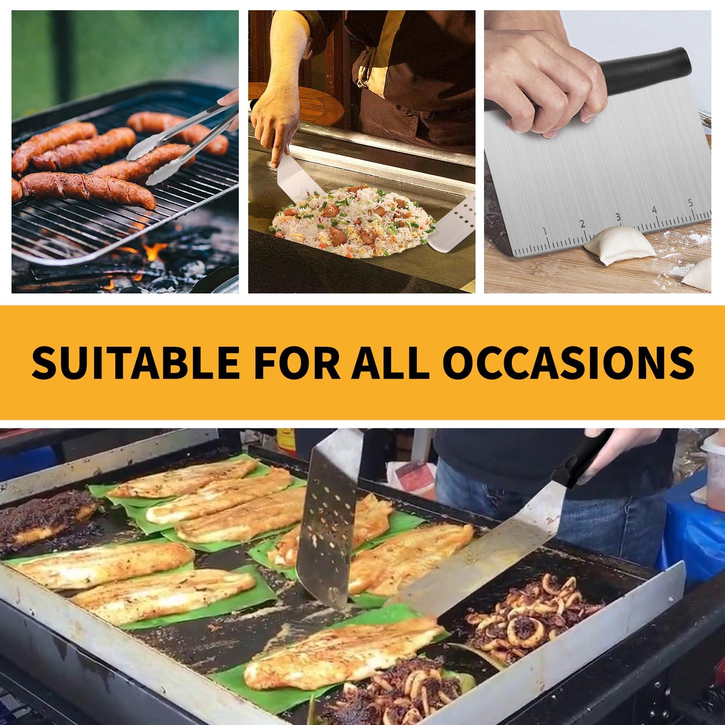 Onlyflame 29PCS Professional BBQ Griddle Tool Kit for Flat Top Grill Blackstone and Camp Chef - Stainless Steel Griddle Spatulas Accessories Kit with Burger Press, Carry Bag and More Tools
