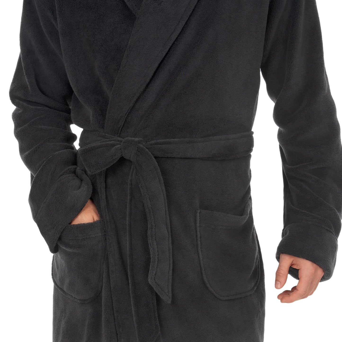 Van Heusen Mens Comfort Soft Fleece Robe, Grey, One Size