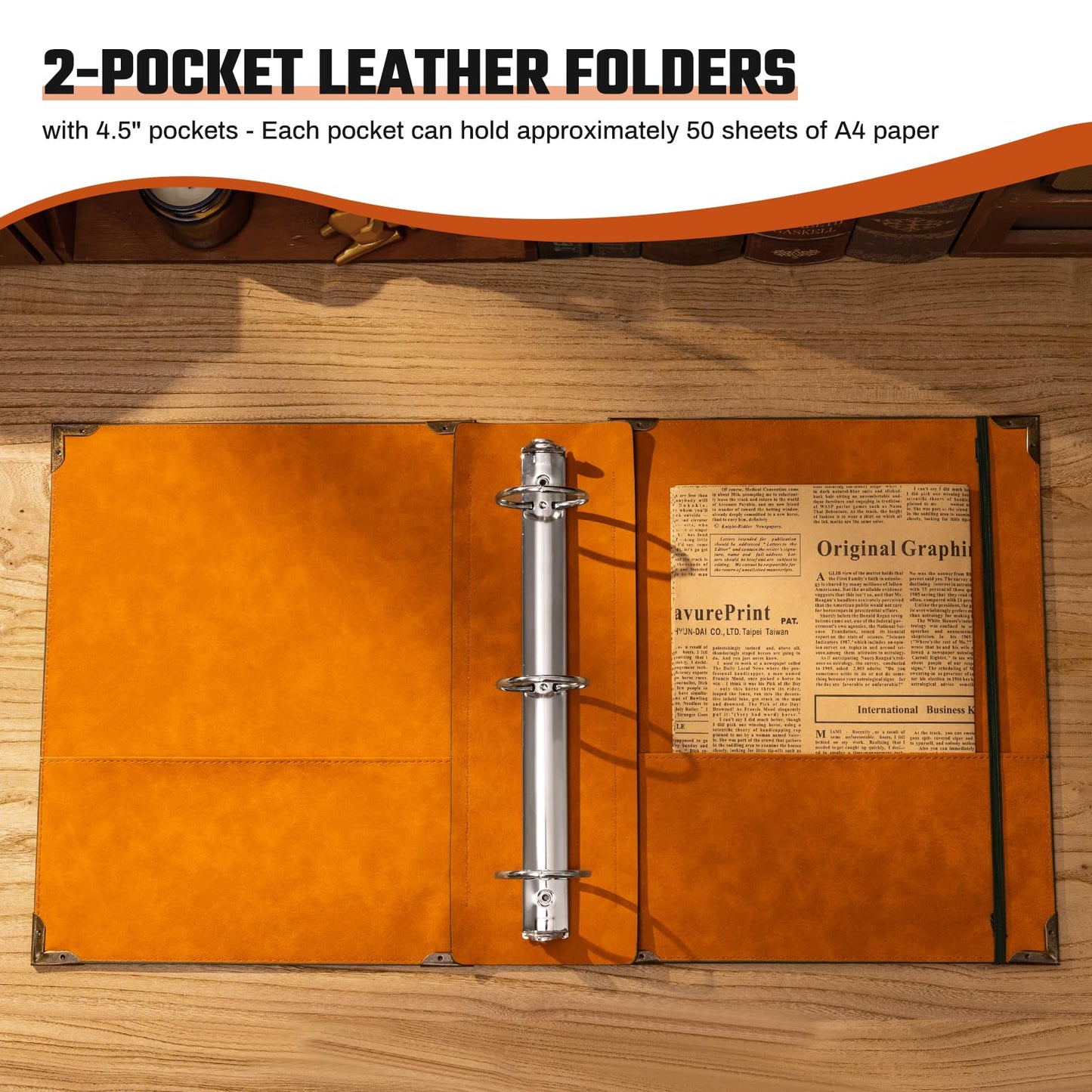 Ovesmusl Leather 3 Ring Binder Fits 8.5"x11" Letter Size Paper, 2 Inch Round Ring Binder Holds 500 Sheets, Notepad Paper Cover Loose Leaf Organizer, Green Tree