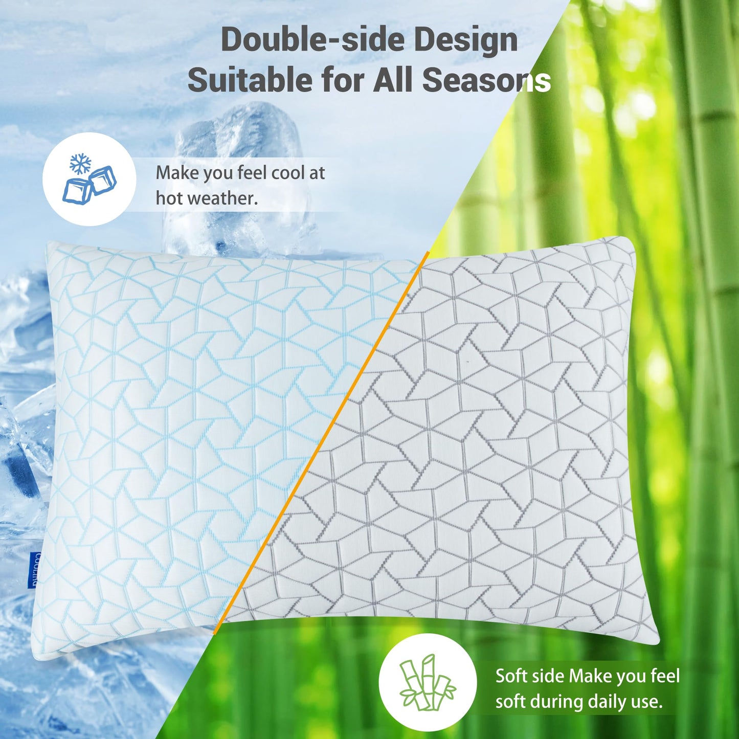Bafode Pillows King Size Set of 2, Memory Foam Pillows, Cooling Pillow for Sleeping, Adjustable Bed Pillows for Side, Back and Stomach Sleepers