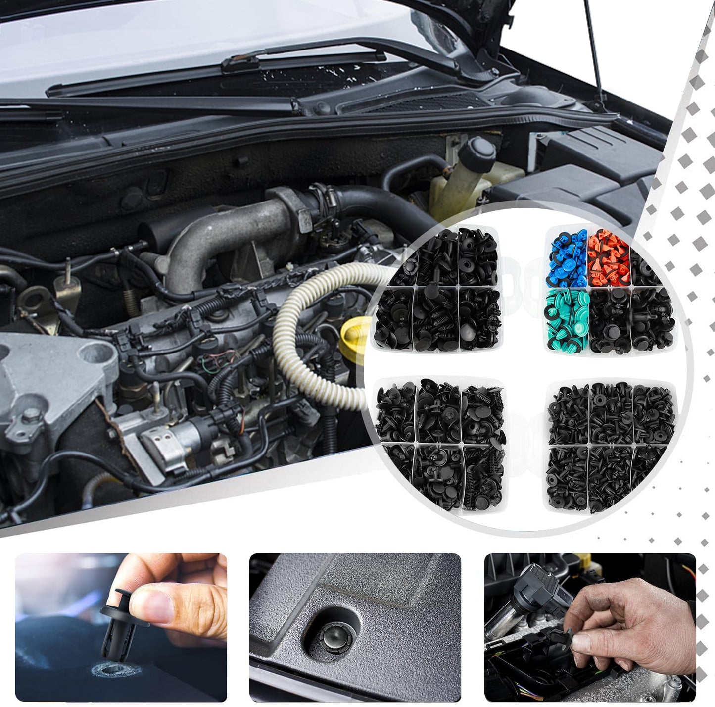 Car Push Retainer Clips Screws 1355PCS Auto Fasteners Assortment 42Popular Sizes Door Panel Trim Automotive Clips Bumper Rivets with Fastener Remover for Pickup Truck Ford GM Toyota Honda Chrysler
