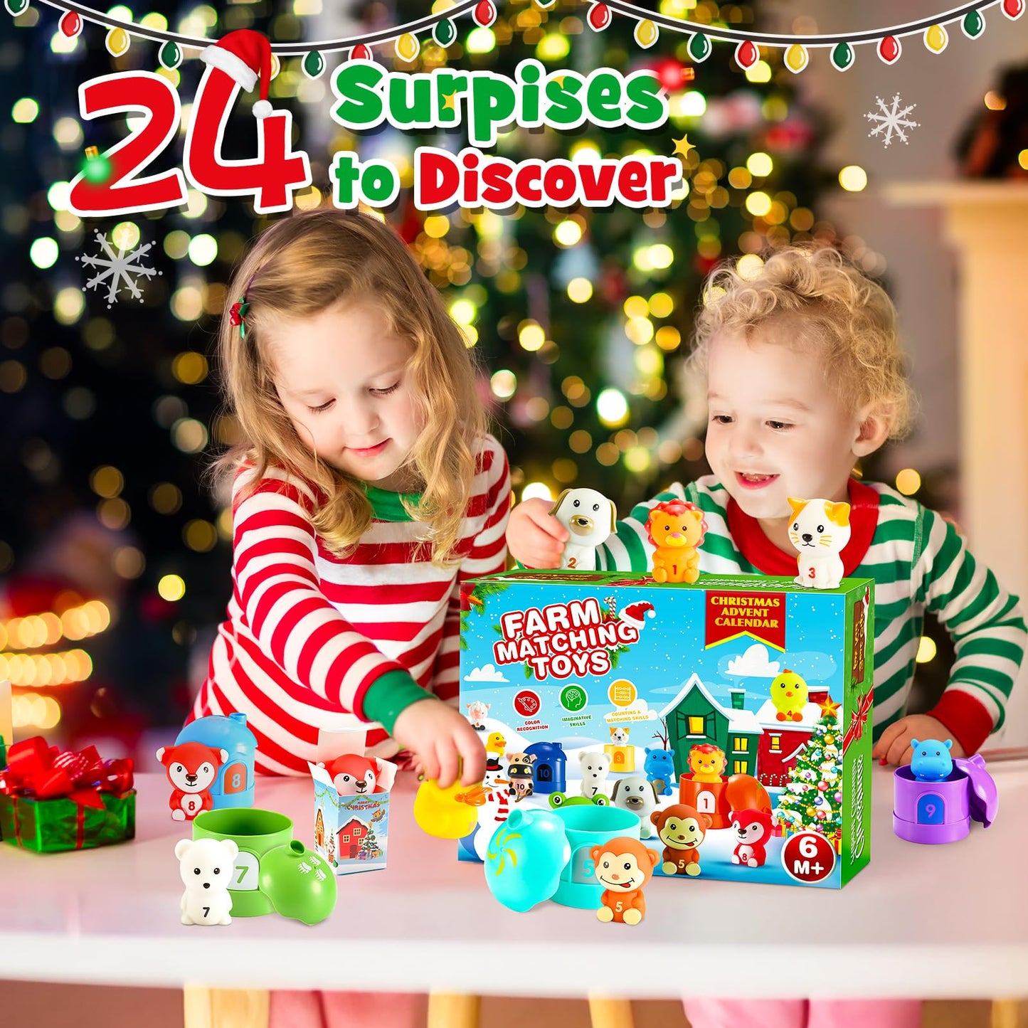 Advent Calendar 2025 Kids Age 1-3, Luckades Montessori Toys for 1-3 Year Old Vacation Advent Calendar Christmas 24 Days Countdown Gift for 1-3 Year Old Boys Educational Toys Farm Animals for Toddlers