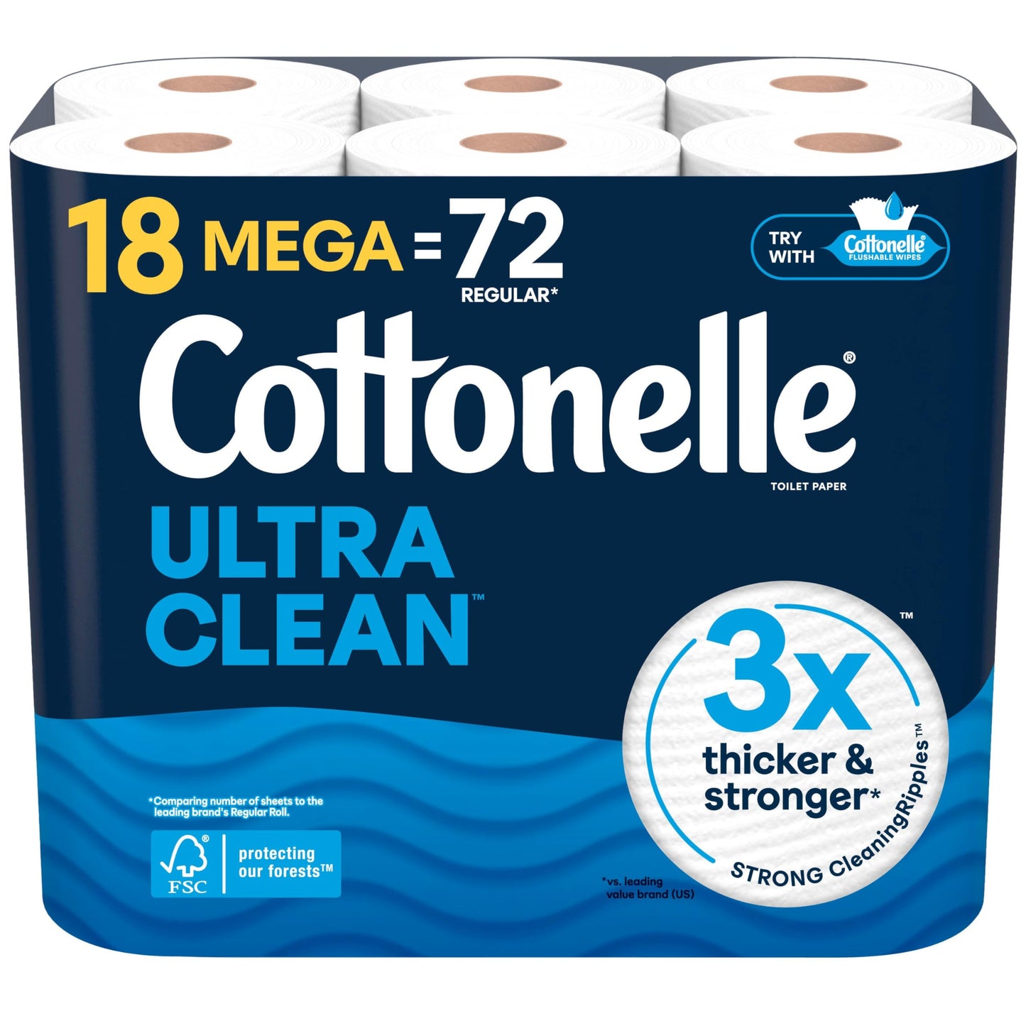 Cottonelle Ultra Clean Toilet Paper: 18 Mega Rolls (72 Regular Rolls), 284 Sheets Each
