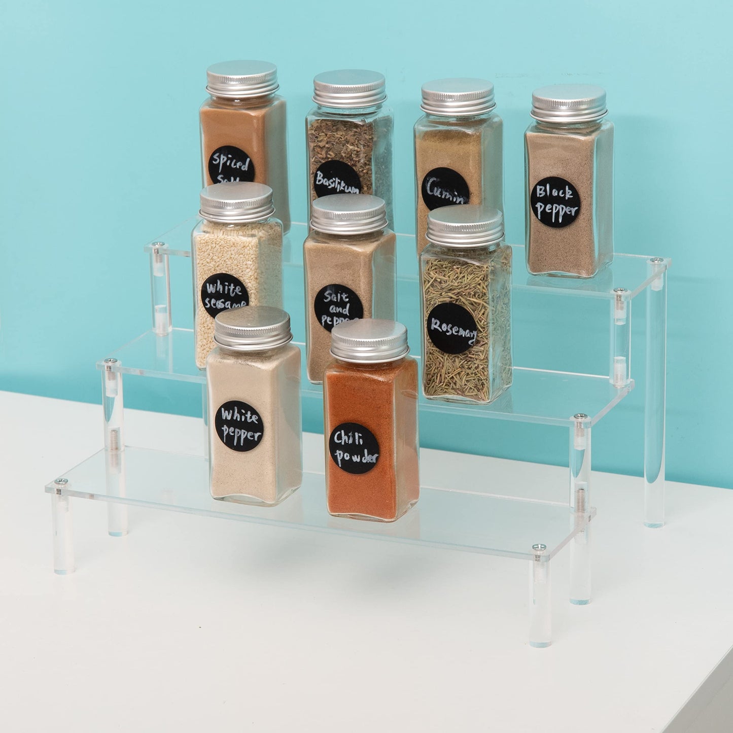 HOMECOOKER Clear Acrylic Display Riser Cupcake Stand Pop Figure Display 3 Steps for Decoration and Organiser (3 Tier, 2Pack)