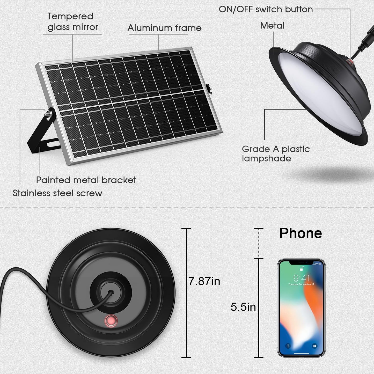 Malitupy Solar Pendant Lights Indoor Outdoor 2 Pack, Daytime Dimmable 120LED Cool/Warm White Solar Shed Lights with ON/Off Switch & Remote, Waterproof Barn Lights for Patio, Porch, Chicken Coop