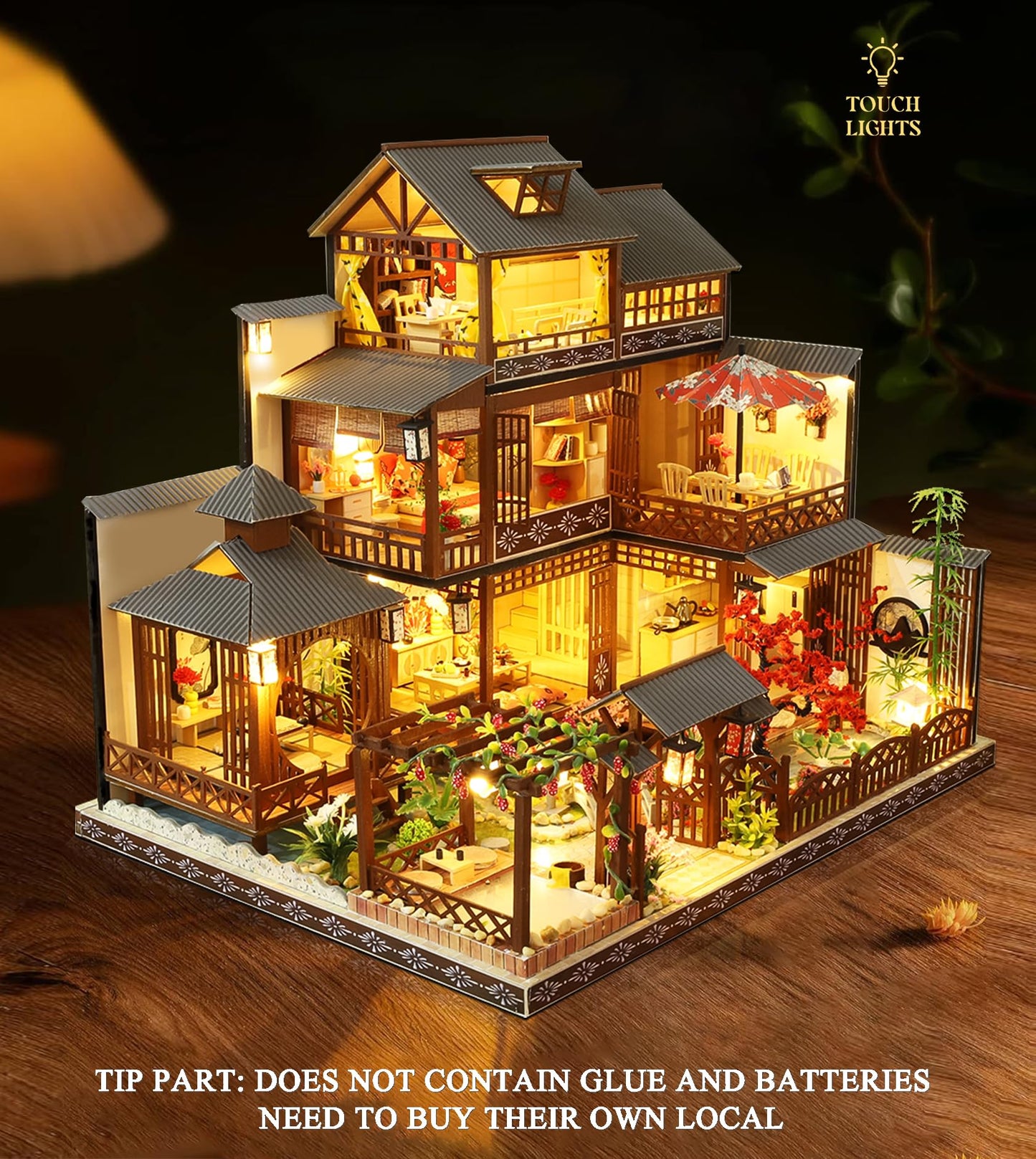 Spilay DIY Dollhouse Miniature with Wooden Furniture Kit,Handmade Mini Japanese Style Home Craft Model LED with Music Box,1:24 Scale Creative Doll House Toys for Teens Adult Idea Gift (P006)
