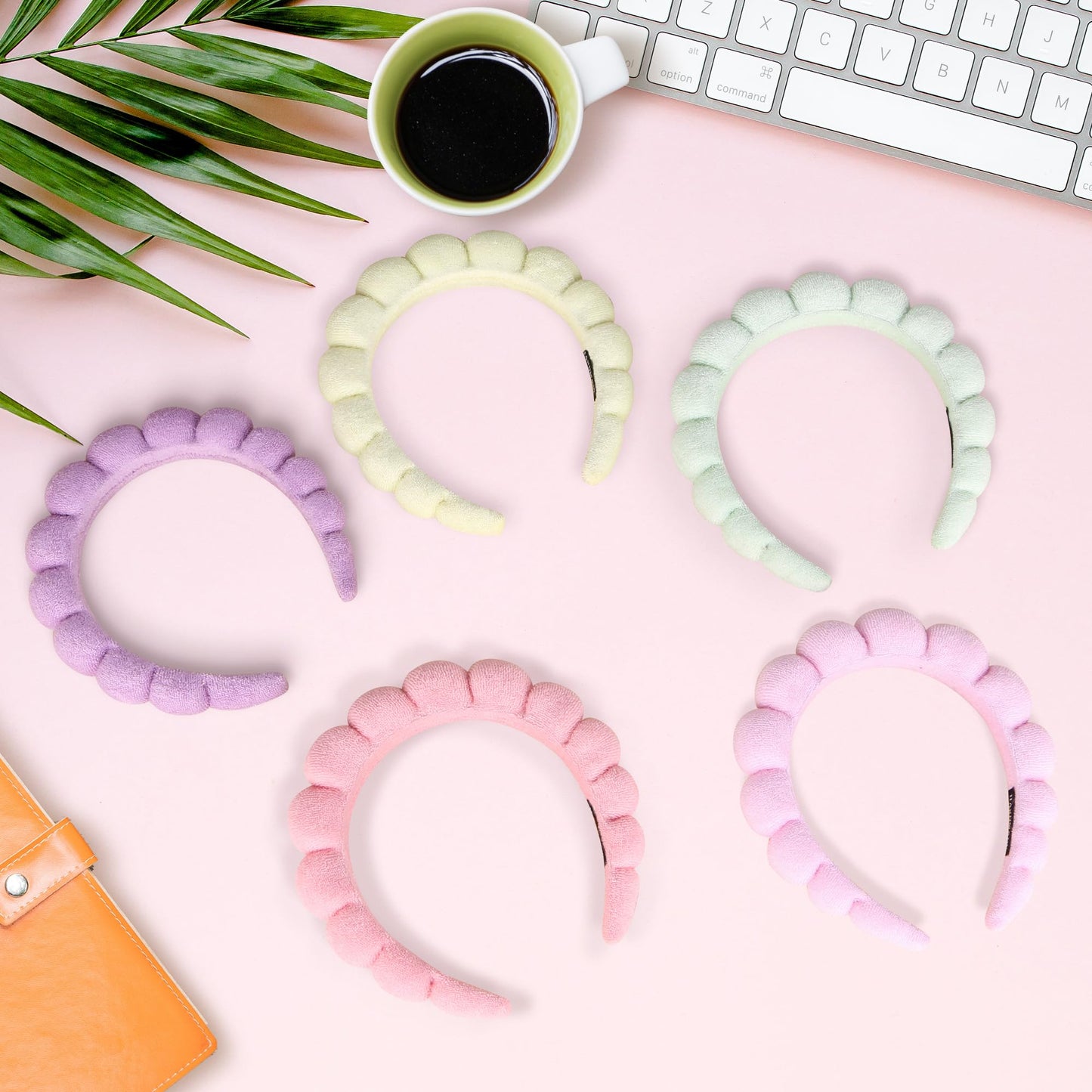 RAISEY 10 Pcs Spa Headband Bulk for Women Makeup Sponge Headband Puffy Hair Band for Washing Face Women Girls (Terry Cloth)