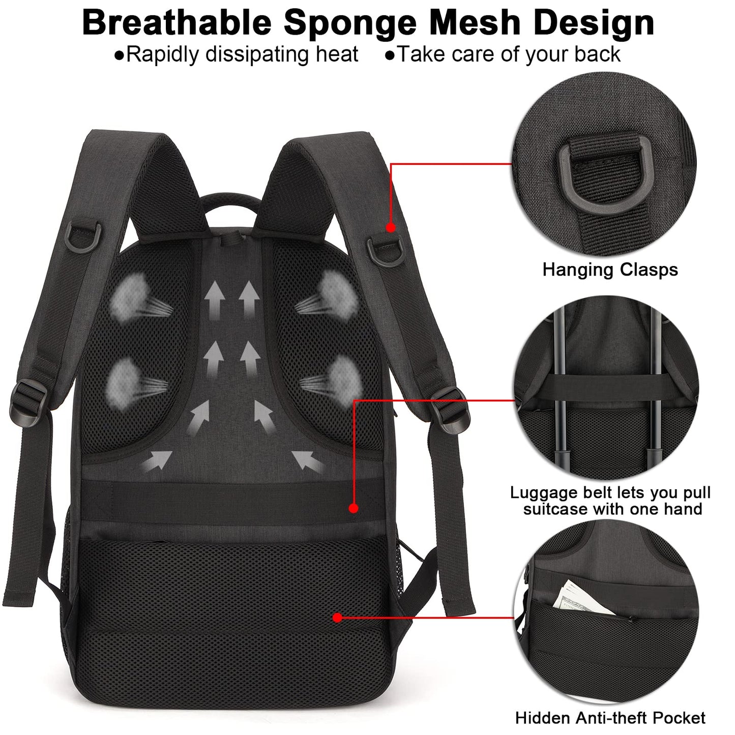 Laptop Backpack for Men,Water Resistant Travel Laptop Backpack with USB Charging Port,Anti Theft College School Backpack
