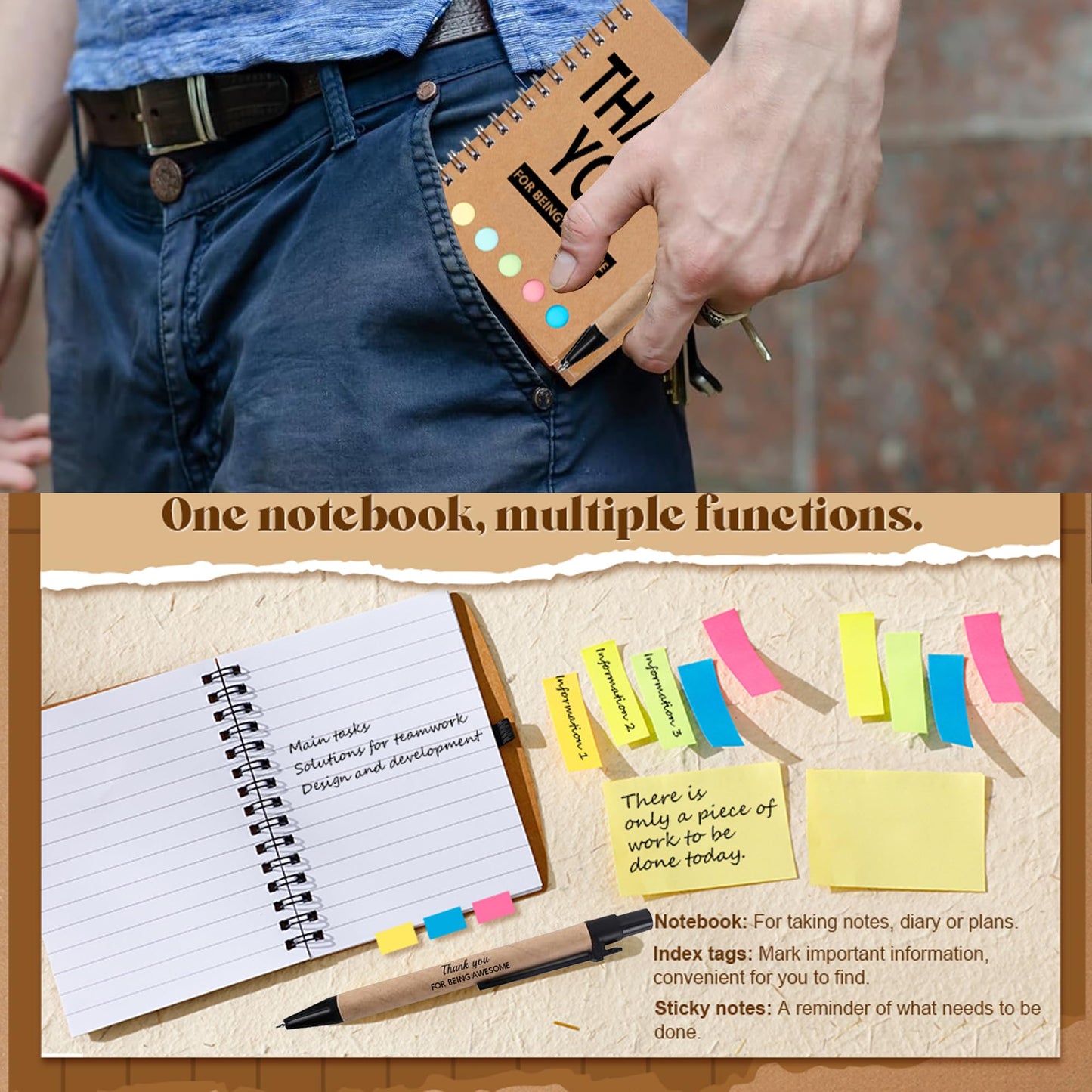 Dhjkko 24pcs Employee Appreciation Gifts Bulk,Staff Appreciation GiftsThank You Gifts Perfect for Teachers Nurses Coworkers Graduation with Sticky Note Notepad and Ballpoint Pen