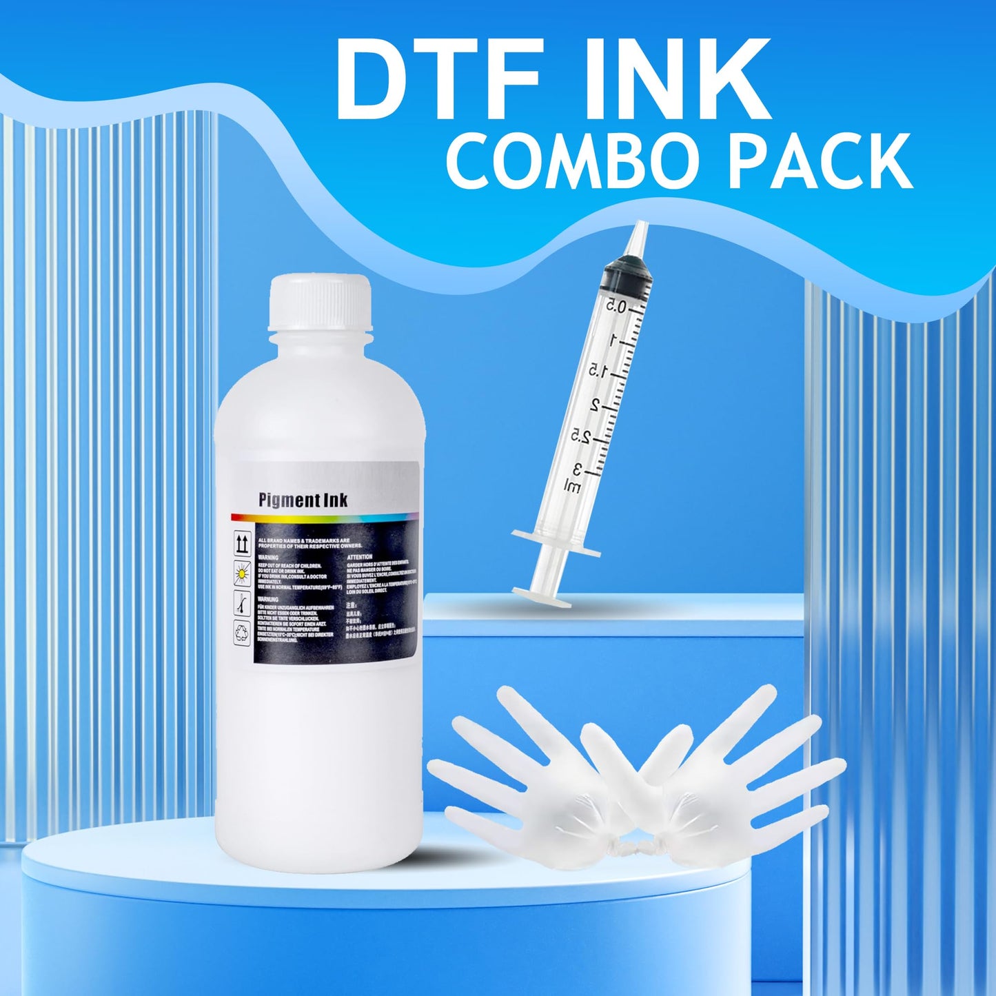 LCL Premium DTF White Ink 1000ML-DTF Transfer-Ink for PET Film, Refill for ET-8550 XP-15000 L1800 L805 R1390 R2400, Heat Transfer Printing Direct to Film (1000ml x 1, White)